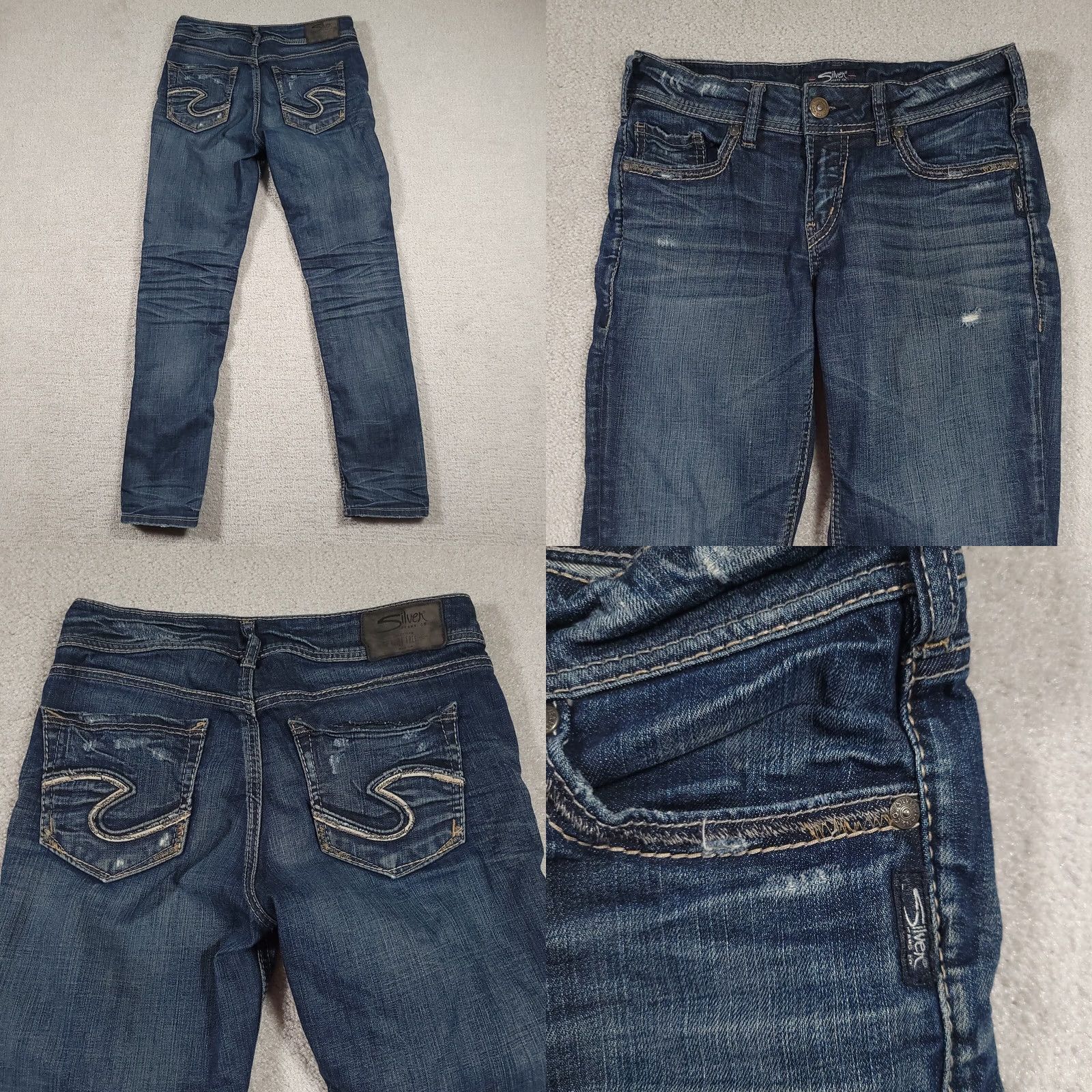 Silver Jeans Co. Silver Jeans SUKI Ankle SLIM Womens Size 28 Blue Denim Jeans Distressed Size 28" / US 6 / IT 42 - 8 Thumbnail