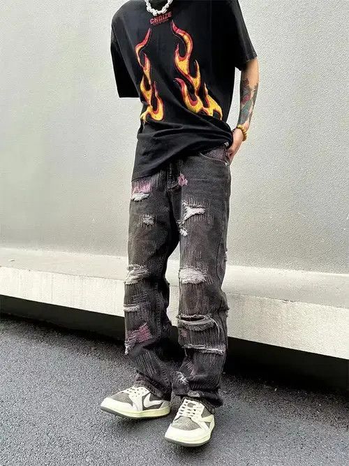 Jean y2k damaged patch faded jeans Size US 32 / EU 48 - 4 Thumbnail