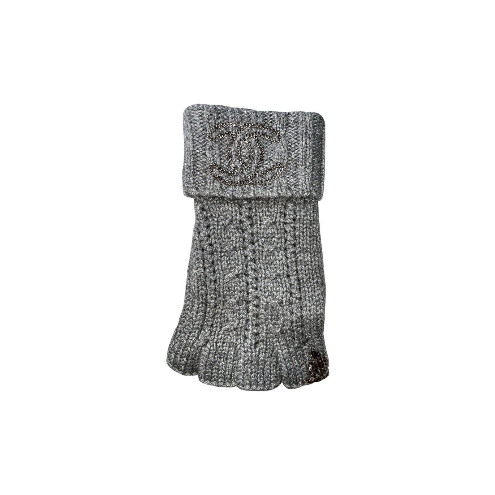 Chanel Chanel Cashmere Chain Scarf & Gloves Gray Set Accessories Size ONE SIZE - 2 Thumbnail