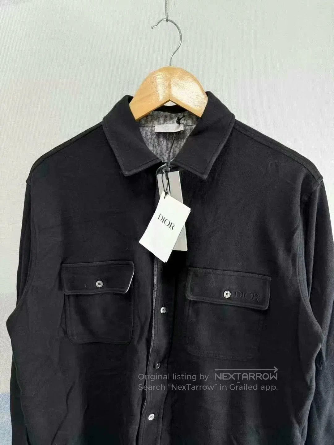 Dior Dior Black Wool Shirt with Pocket Embroidery. Size US M / EU 48-50 / 2 - 2 Thumbnail
