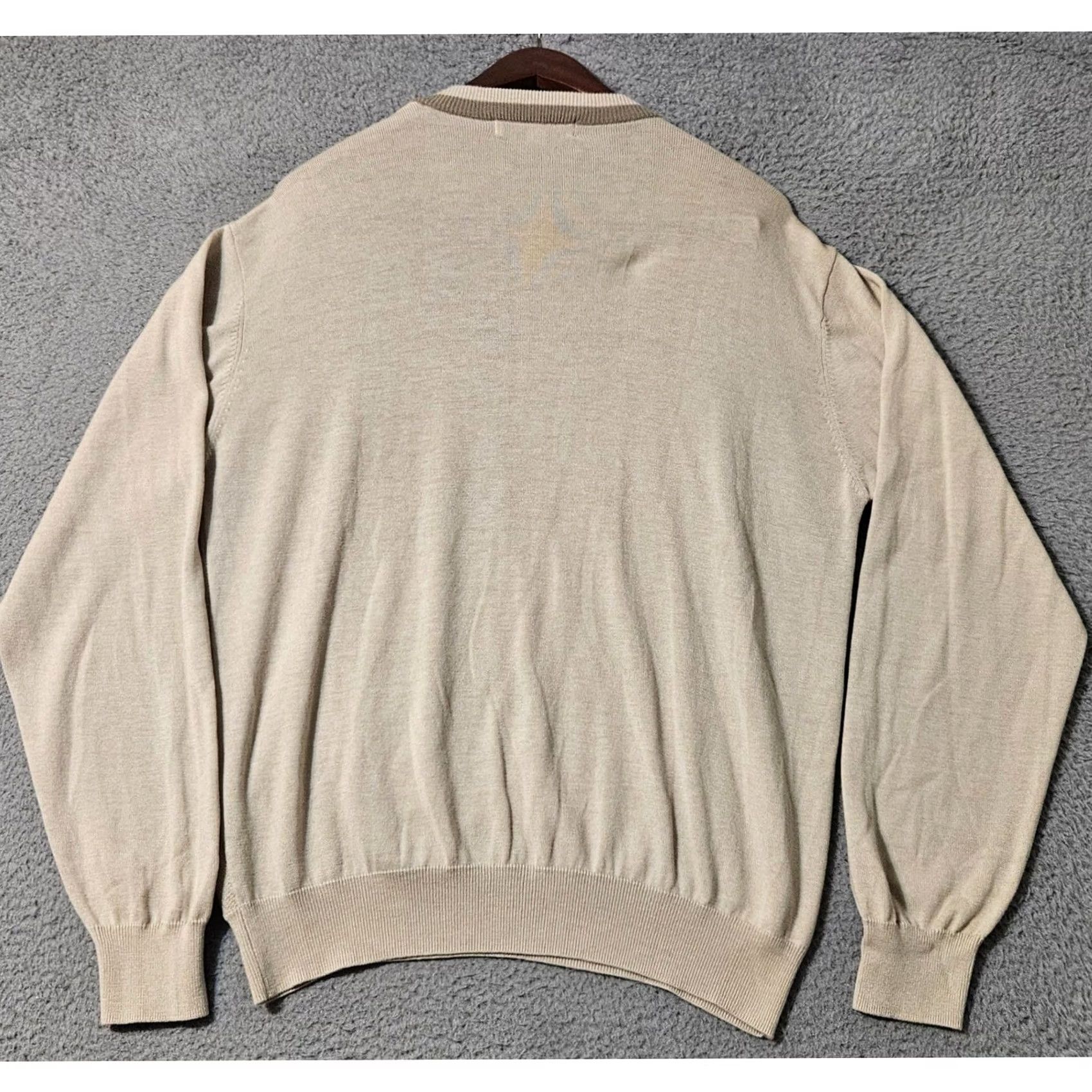 Pronto Uomo Pronto Uomo Sweater Mens L Cream Silk Size Beige Pullover Knit Long Sleeve Crew Size US L / EU 52-54 / 3 - 3 Thumbnail