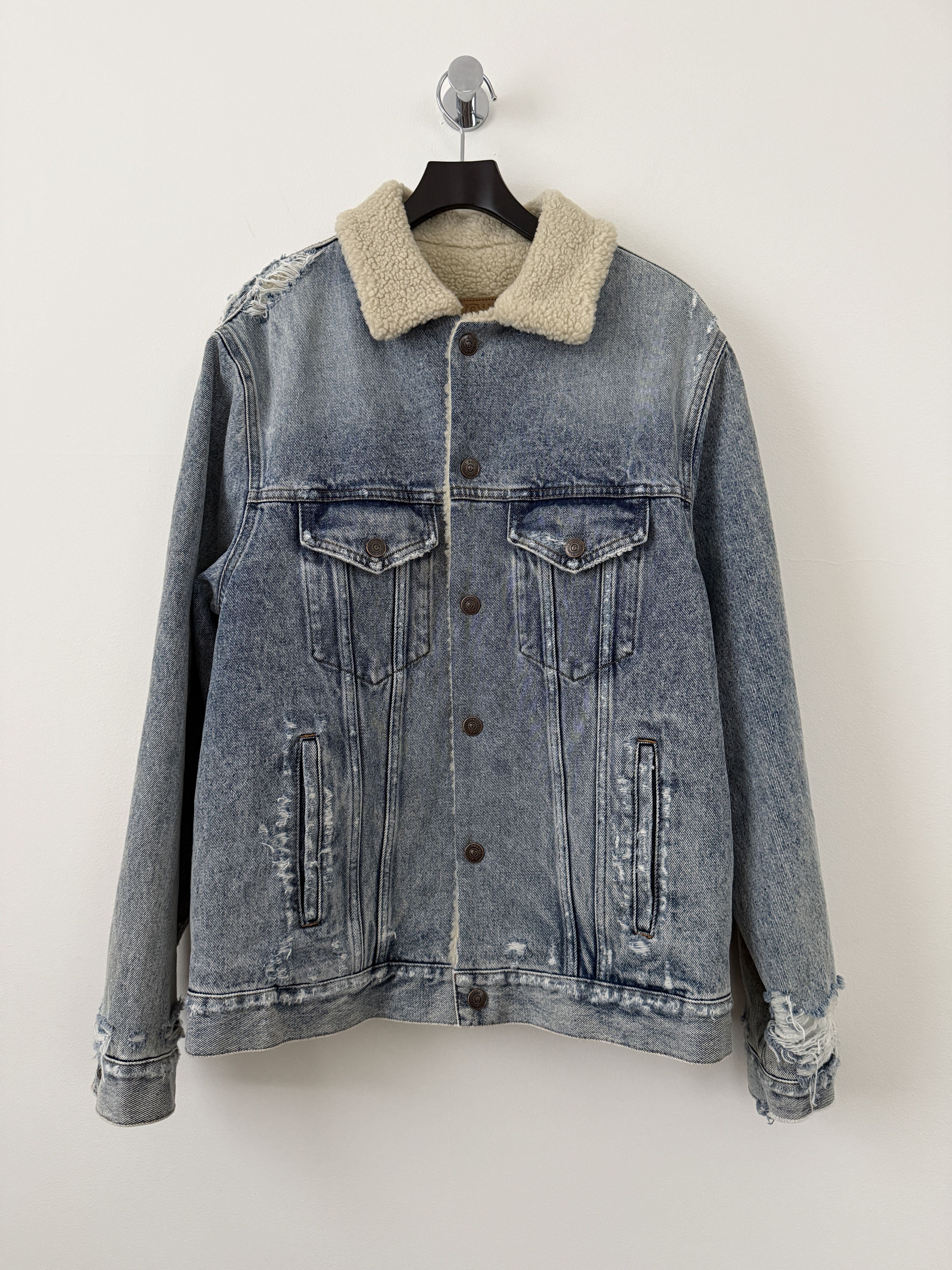 MM6 Distressed Denim Shearling Jacket Size US S / EU 44-46 / 1 - 2 Thumbnail