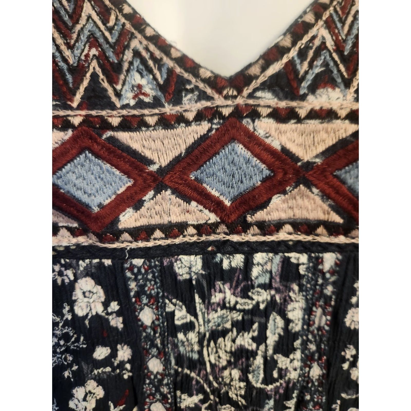 Vintage Knox Rose Embroidered Trim Floral Shift Dress Hippie Boho 2X Size XXL / US 16-18 / IT 52-54 - 2 Thumbnail