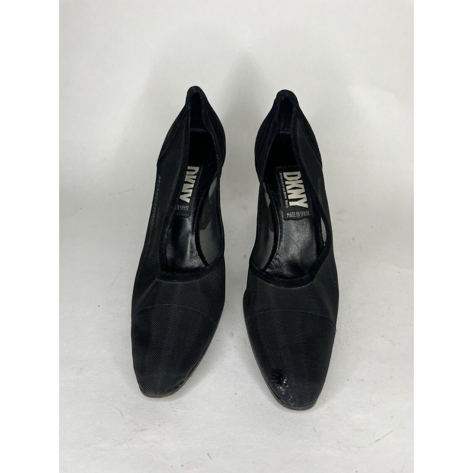 DKNY DKNY Black Textile Mesh Synthetic Dress Kitten Heels Women S Size US 7.5 / IT 37.5 - 11 Thumbnail