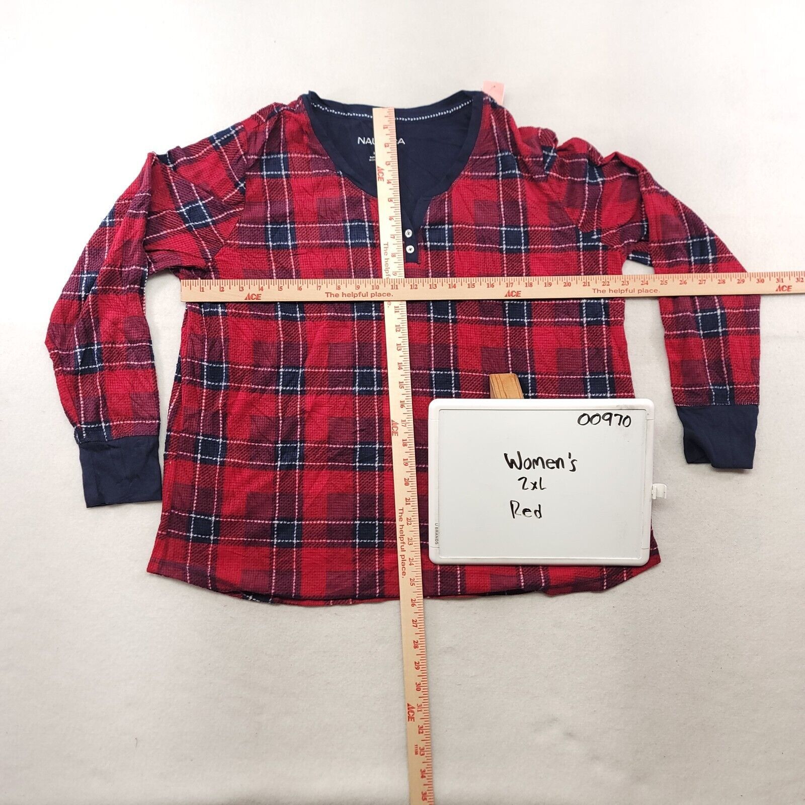 Nautica Nautica Long Sleeve Pullover Shirt Womens Size 2XL Red Plaid Size XXL / US 16-18 / IT 52-54 - 7 Thumbnail