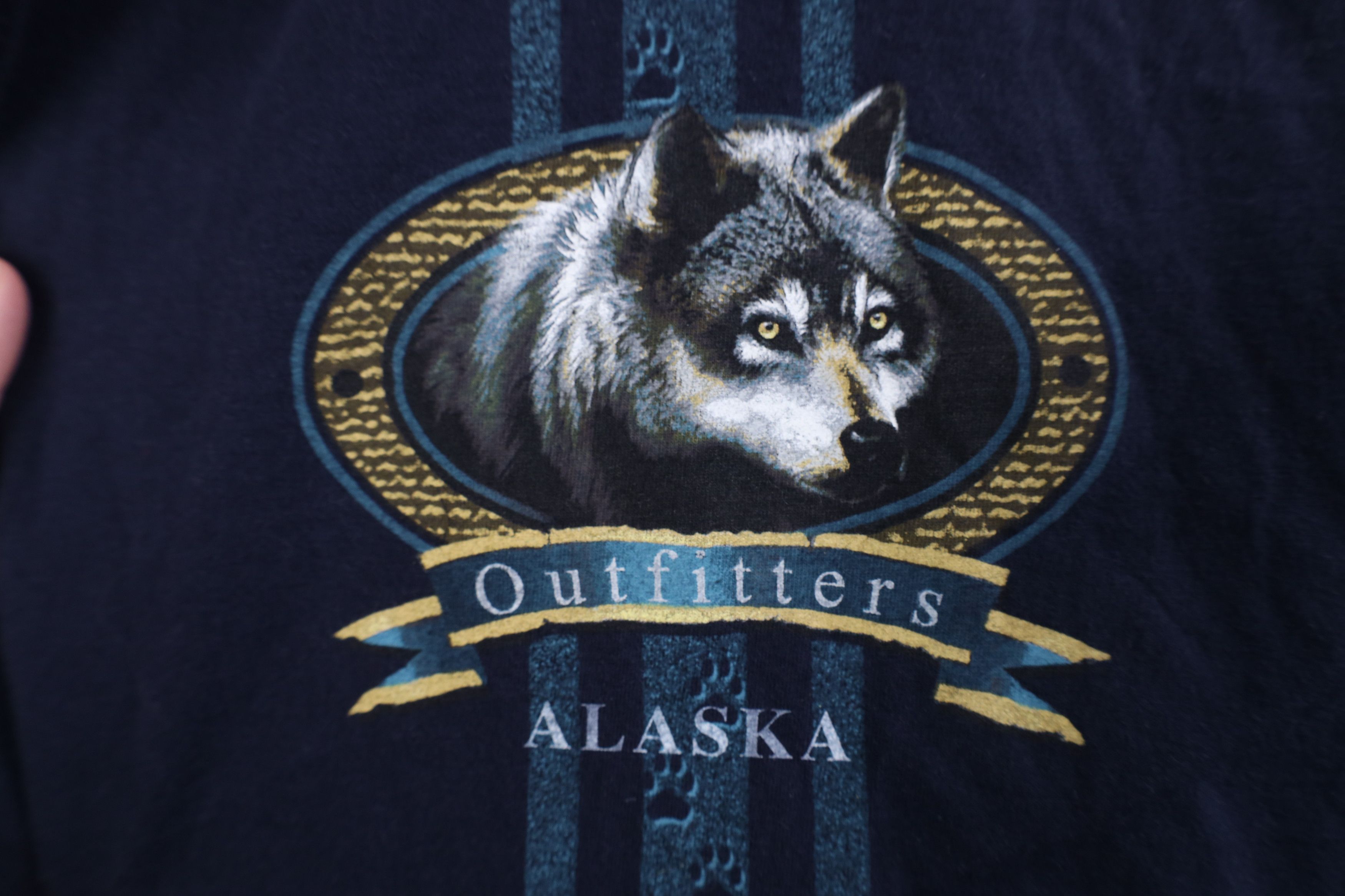 Vintage Vintage 90s Streetwear Spell Alaska Wolf Nature T-Shirt Blue Size US XXL / EU 58 / 5 - 5 Thumbnail