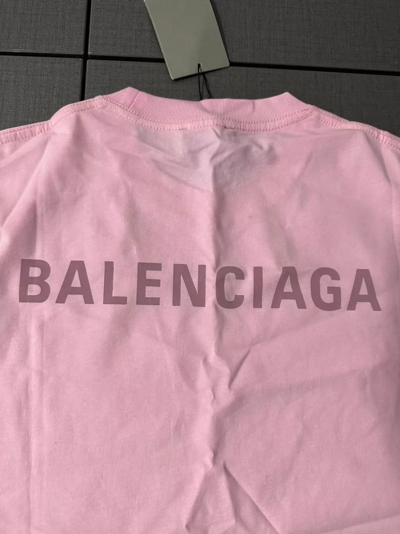Balenciaga Balenciaga Pink classic basic T-shirt with small logo prin Size US XS / EU 42 / 0 - 9 Thumbnail