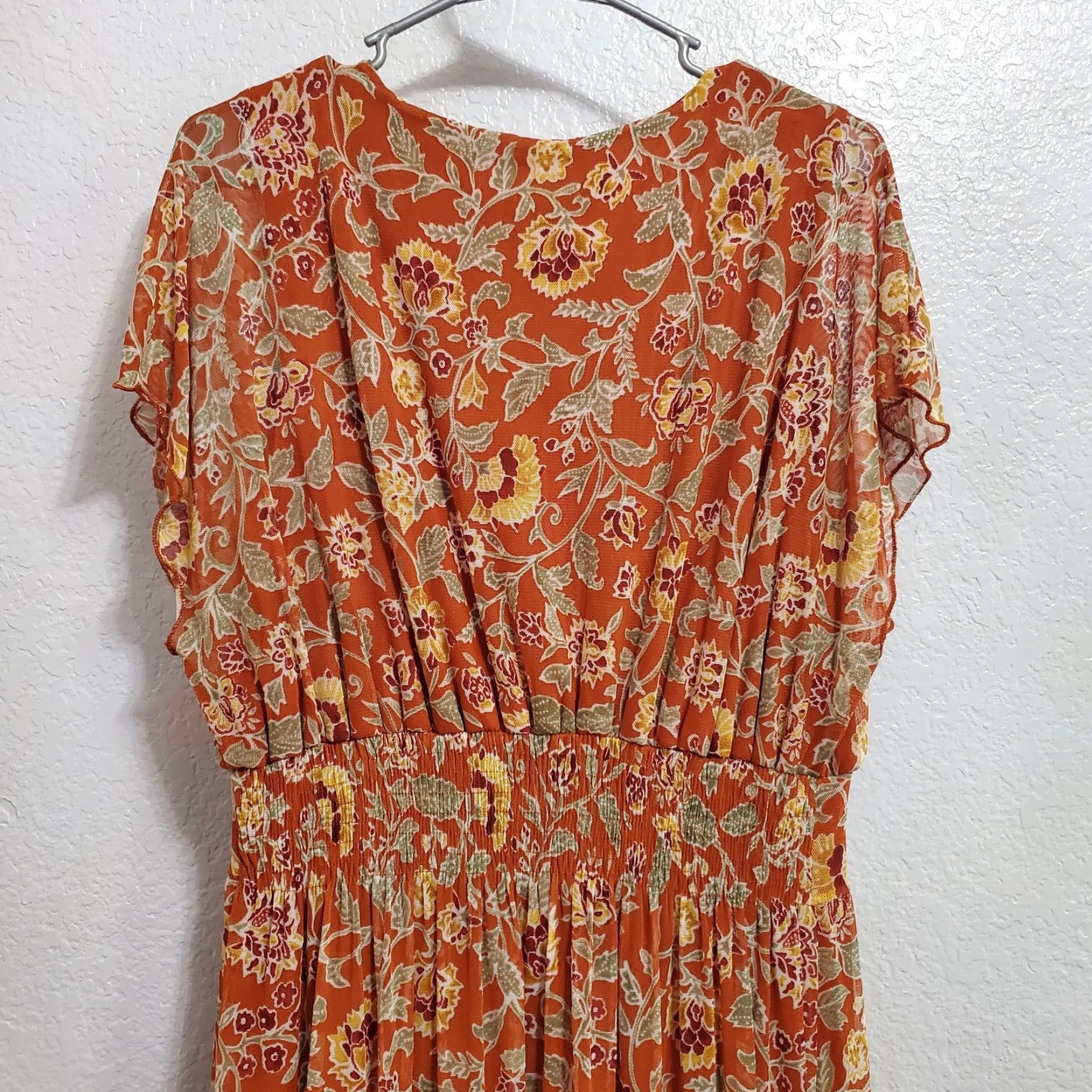 Vintage VINTAGE Kate & Lily Dress Women 14P Orange Floral Maxi Tiered Flowy Western Boho Size XL / US 12-14 / IT 48-50 - 7 Thumbnail