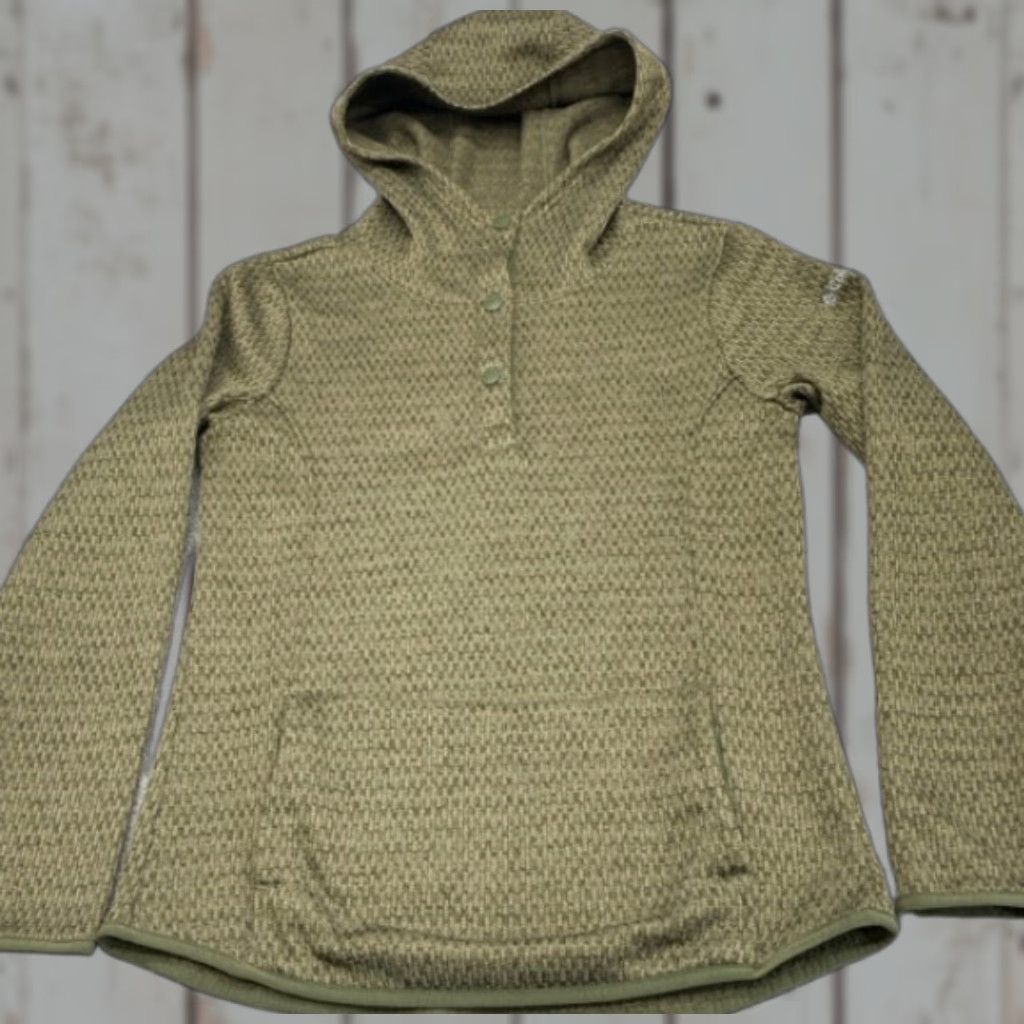 Olive Columbia Hoodie Women's M Pullover Knit Olive Green 1/4 Snap Embroidered Solid Poly 5906 Size M / US 6-8 / IT 42-44 - 1 Thumbnail