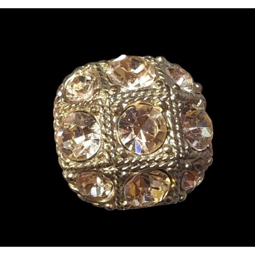 Other Champagne Gemmed Glam Gold Tone Statement Ring Size 7 Size ONE SIZE - 4 Thumbnail