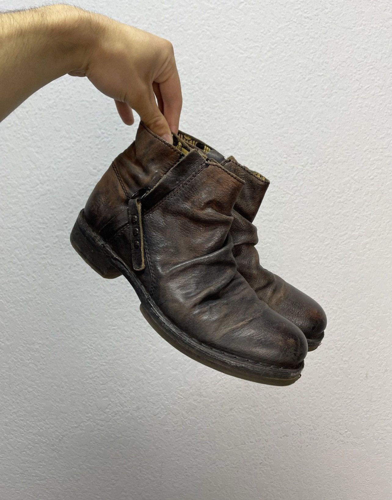 If Six Was Nine Vintage Italian AS 98 Rick Owens Style Leather Biker Boots Size US 8 / IT 38 - 1 Thumbnail