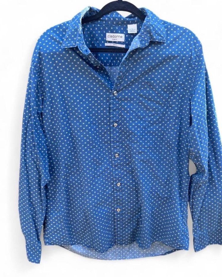 Liz Claiborne Claiborne Blue Polka Dot Button-Down Shirt Size US L / EU 52-54 / 3 - 1 Thumbnail