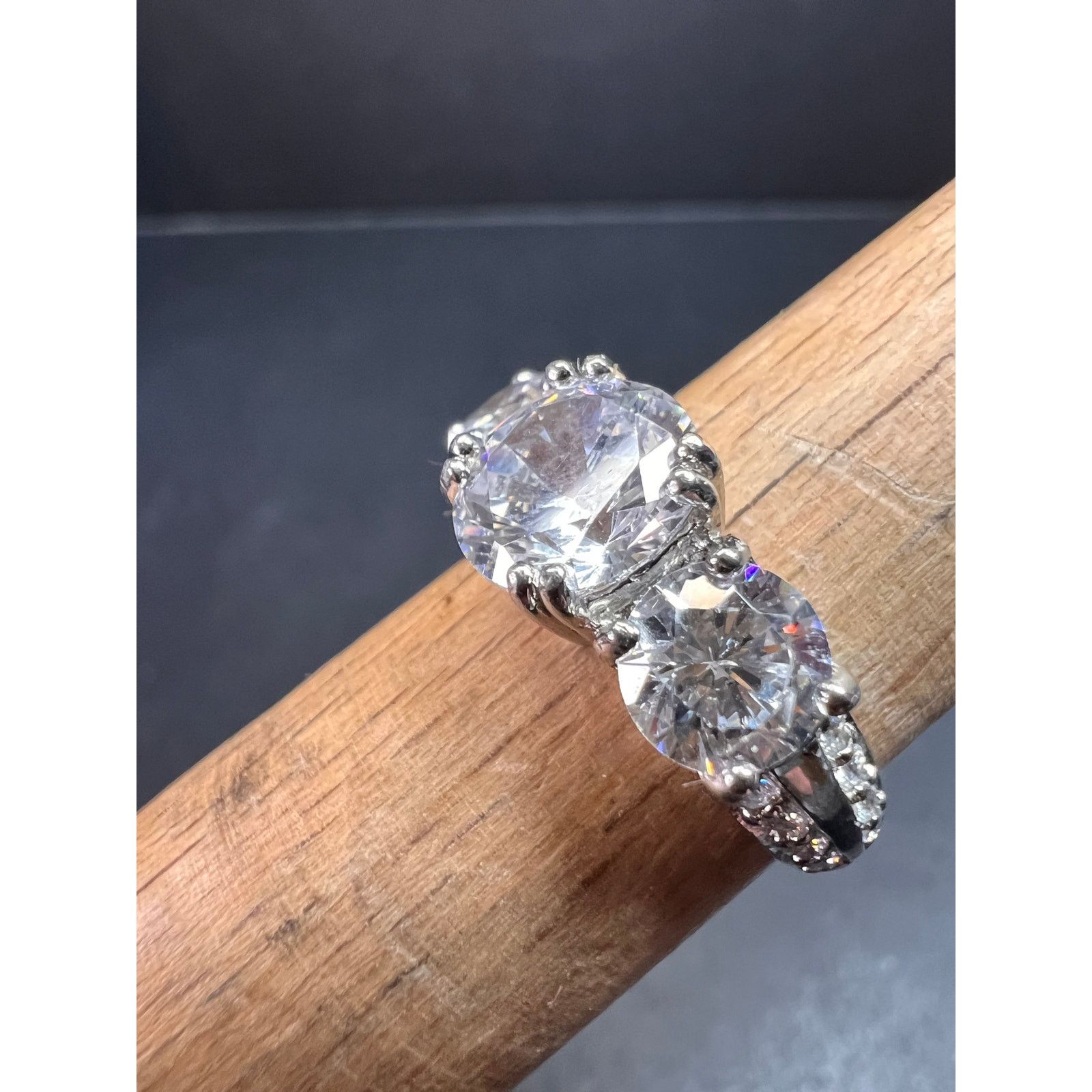Other Vintage 3 stone CZ sterling silver ring size 7 Size ONE SIZE - 8 Thumbnail