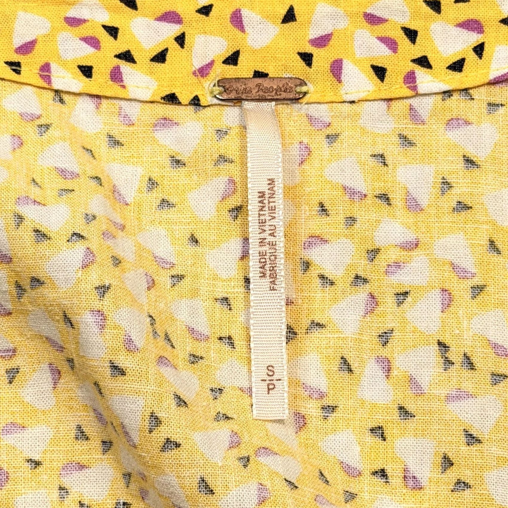 Free People Free People Blouse Womens S Yellow Geometric Ring Cropped Cap Sleeve Top Size S / US 4 / IT 40 - 4 Thumbnail