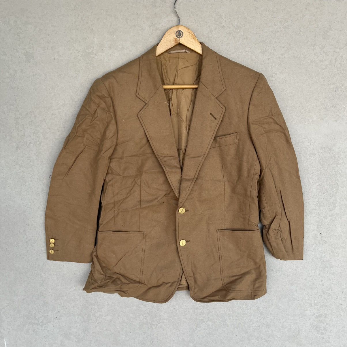 Other Vintage Tan Brown Blazer With Gold Buttons Size M Size 42R - 1 Thumbnail