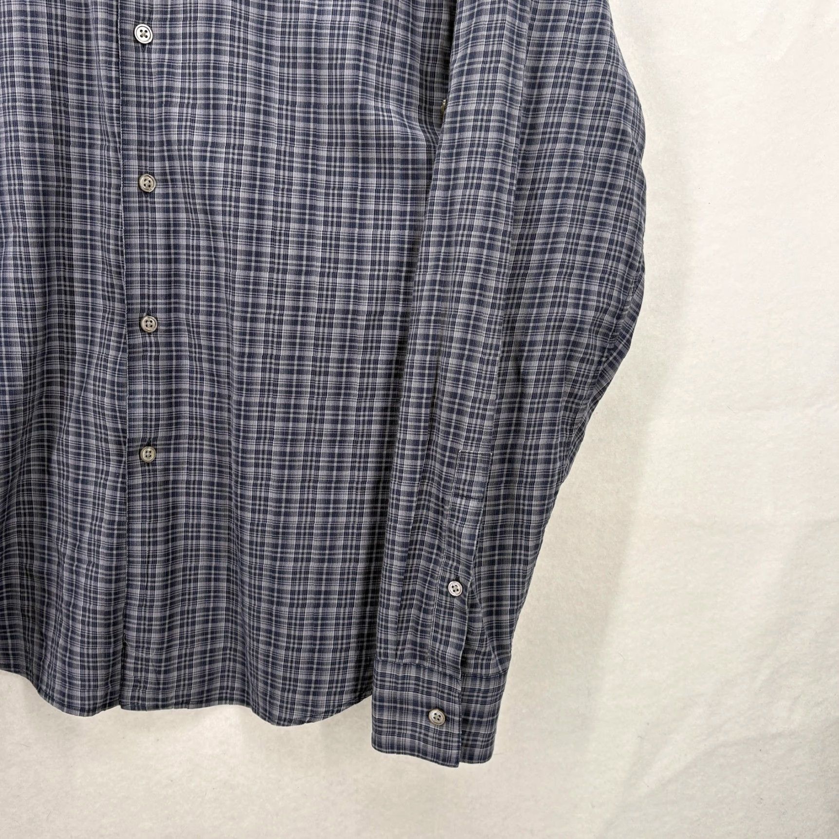 John Varvatos John Varvatos Shirt Mens XL Blue Gray Plaid Button Front Long Sleeve Cotton Size US XL / EU 56 / 4 - 3 Thumbnail