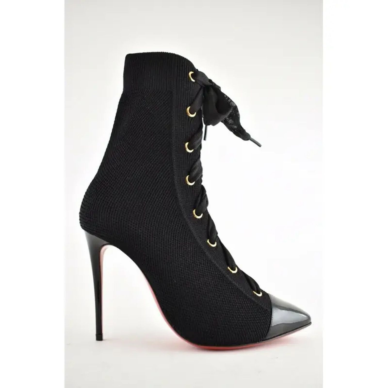 Christian Louboutin Christian Louboutin Frenchie 100 Black Patent Lace Heel Size US 5.5 / IT 35.5 - 2 Thumbnail
