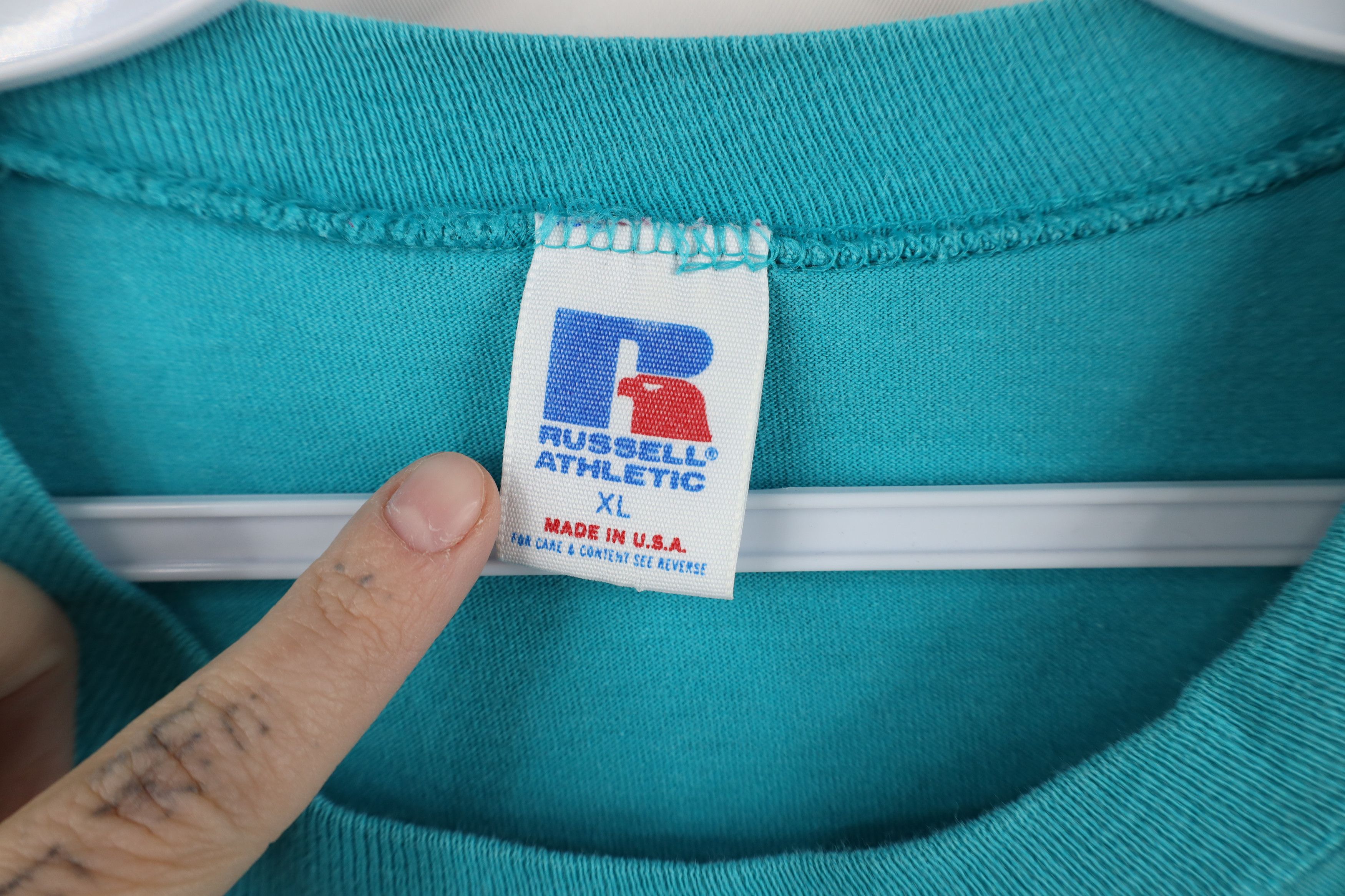 Russell Athletic Vintage 90s Russell Athletic Blank Cotton T-Shirt Blue USA Size US XL / EU 56 / 4 - 6 Thumbnail