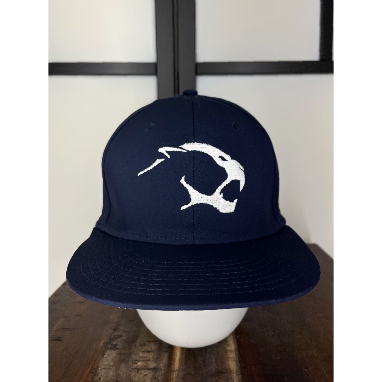Cougar The Game Cougars Hat Cap Fitted Adult One Size Blue White Polyester Spandex Knit Baseball Cap Logo School Mens Size ONE SIZE - 2 Thumbnail