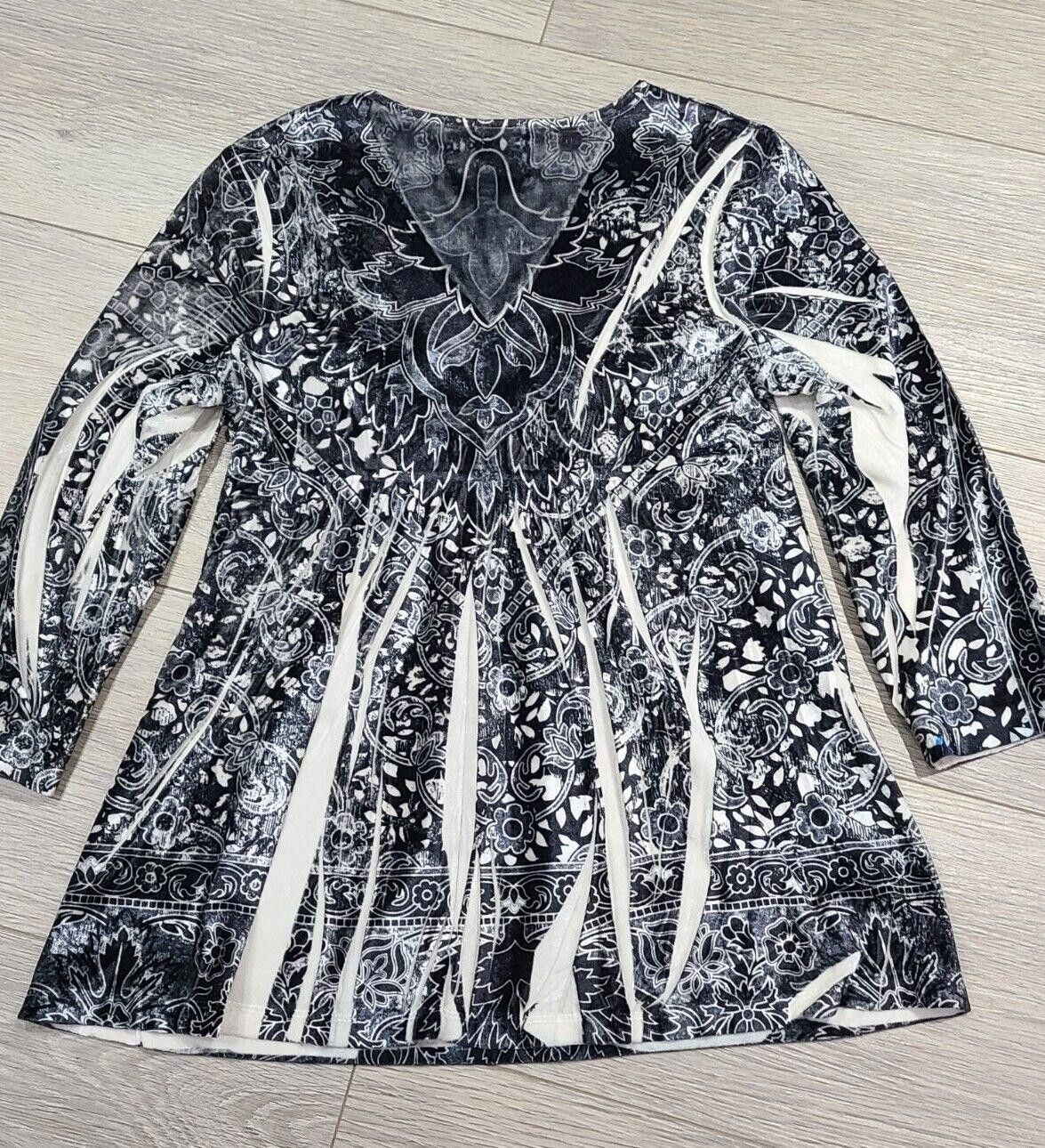 Designer Unity World Wear Top Blouse Shirt Petite Medium Pm Velvet Size M / US 6-8 / IT 42-44 - 2 Thumbnail
