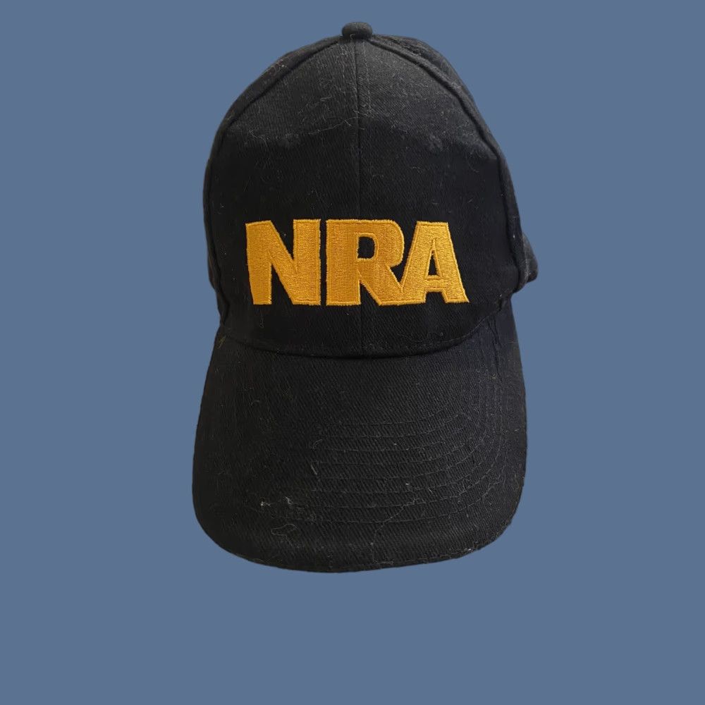 Logo 7 NRA Black Adjustable Hat Cap Yellow Embroidered Logo US Flag Hook & Loop Strap Baseball Cap Men One Size Black Mens US Flag Embroidered Logo Size ONE SIZE - 1 Thumbnail