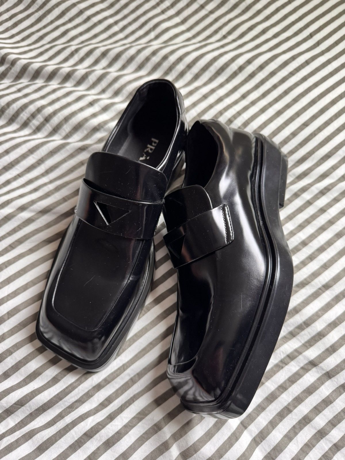 Prada Prada Triangle Patch Slip On Brushed Leather Loafers Size US 8.5 / EU 41-42 - 2 Thumbnail