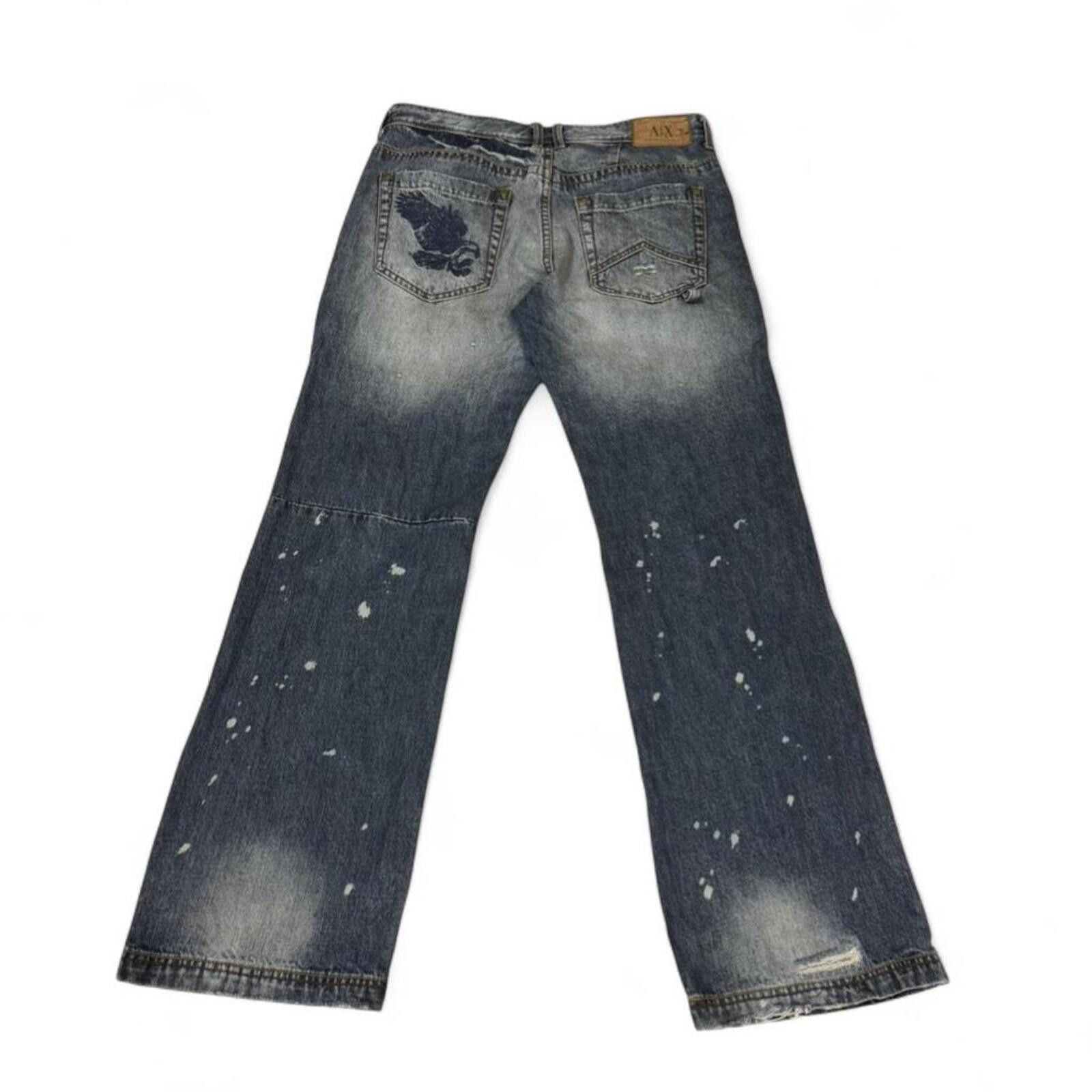 Armani Exchange light wash denim jeans with eagle embroidery