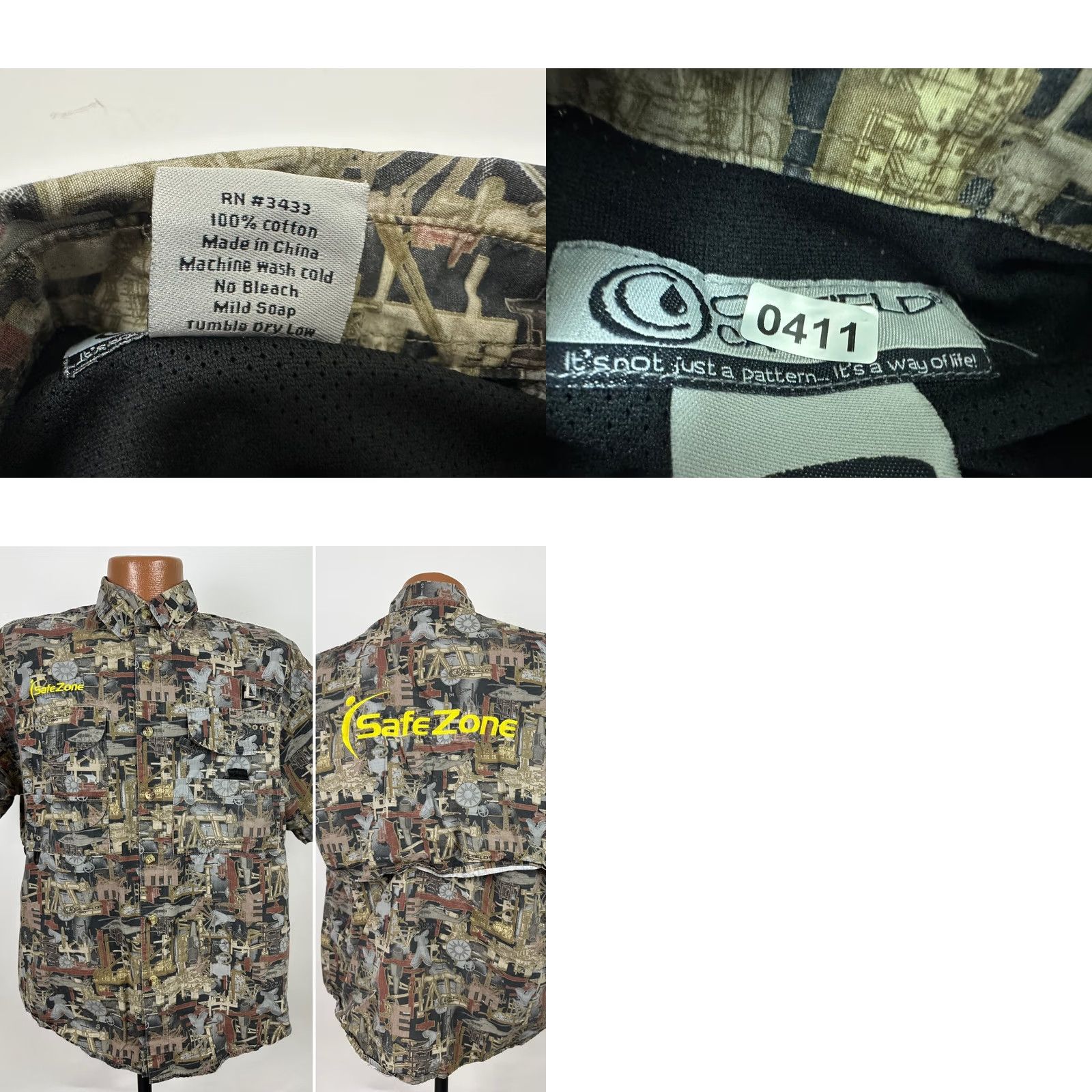 GAS Oilfield Camo Shirt Men Small Button-Down Pockets Cotton Size US S / EU 44-46 / 1 - 9 Thumbnail