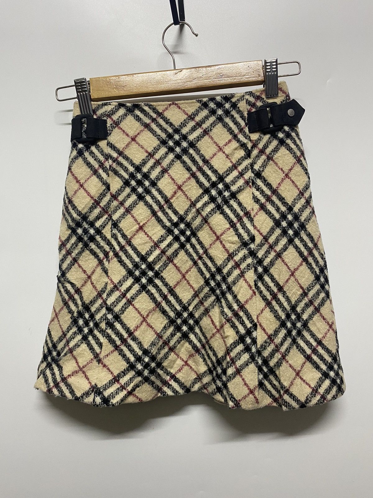 Burberry × Vintage BURBERRY London Wool Mini Skirt Plaid Nova Check One Pocket Size 23" - 2 Thumbnail