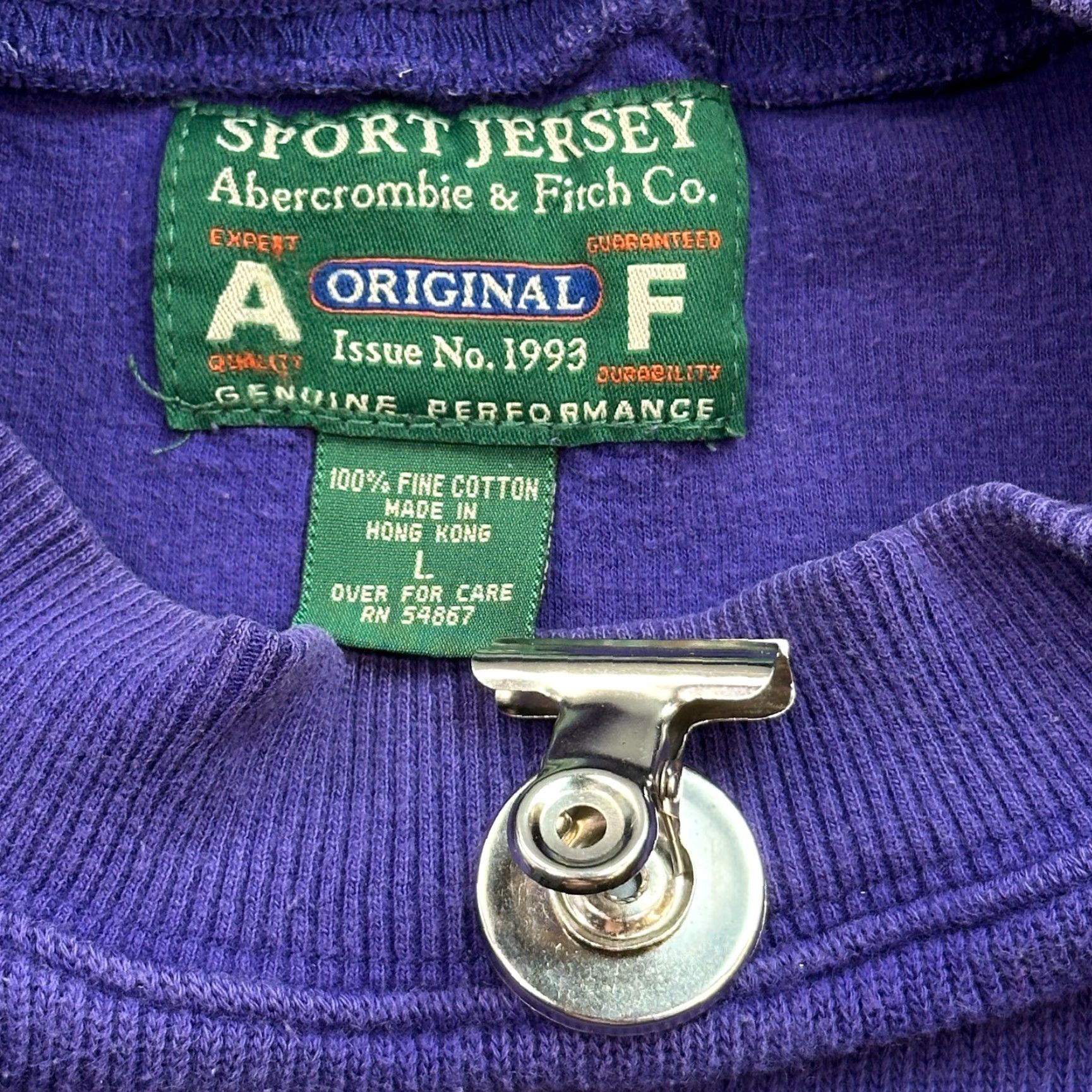 Abercrombie & Fitch VINTAGE Abercrombie & Fitch Pullover Mens Large Purple Mock Neck Sport Jersey Shirt Size US L / EU 52-54 / 3 - 7 Thumbnail