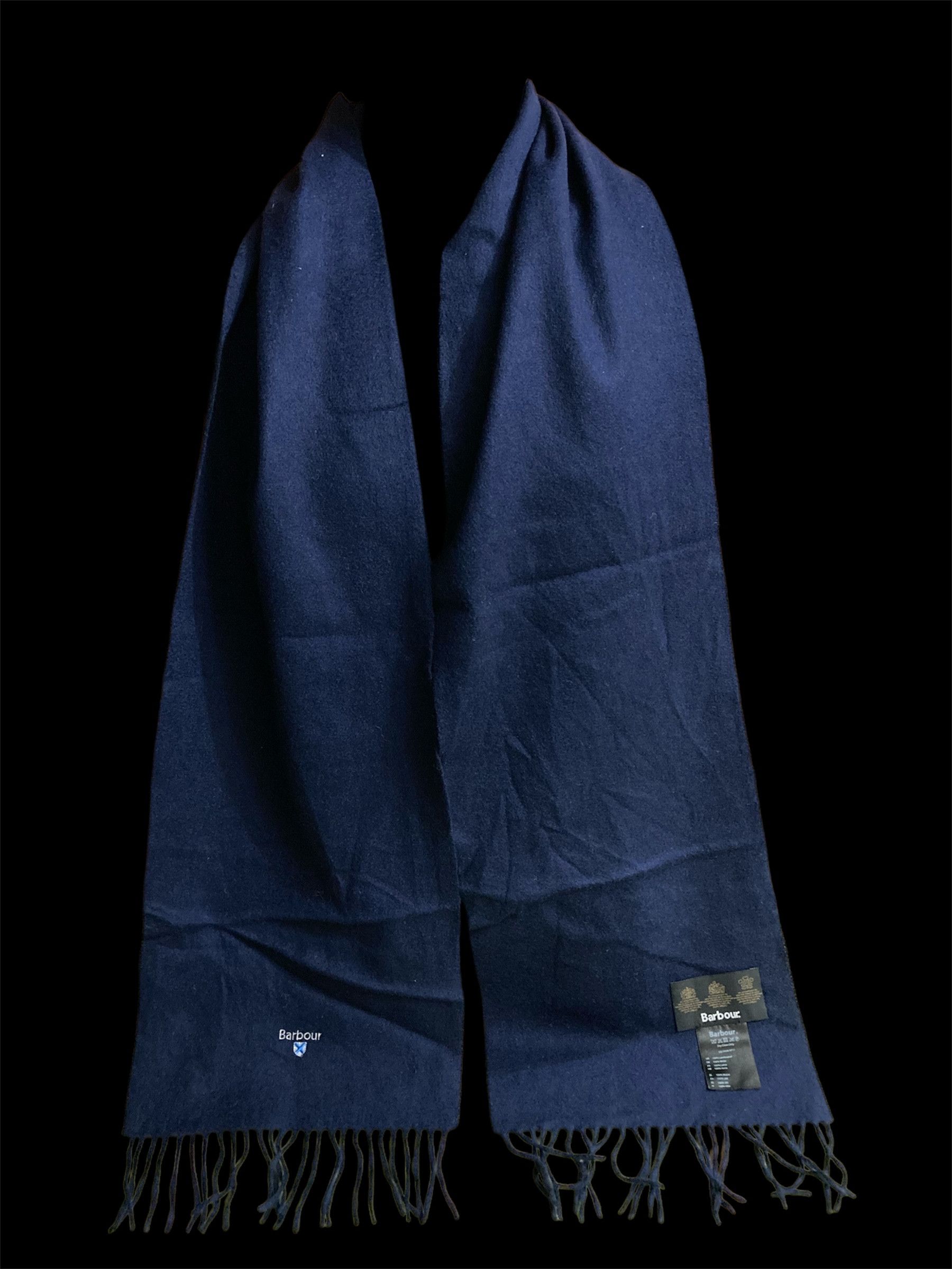 Barbour Barbour Classic Scarf Navy Blue 100% Wool Fringe Size ONE SIZE - 1 Thumbnail