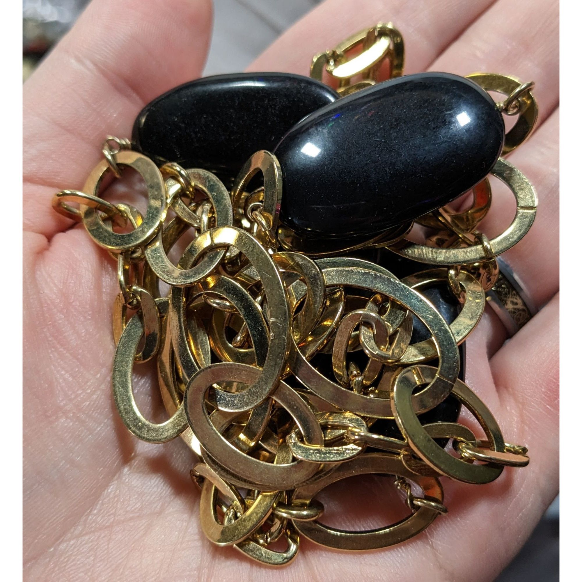 Monet Vintage Glam Monet Gold Tone Station Necklace With Black Bea Size ONE SIZE - 4 Thumbnail