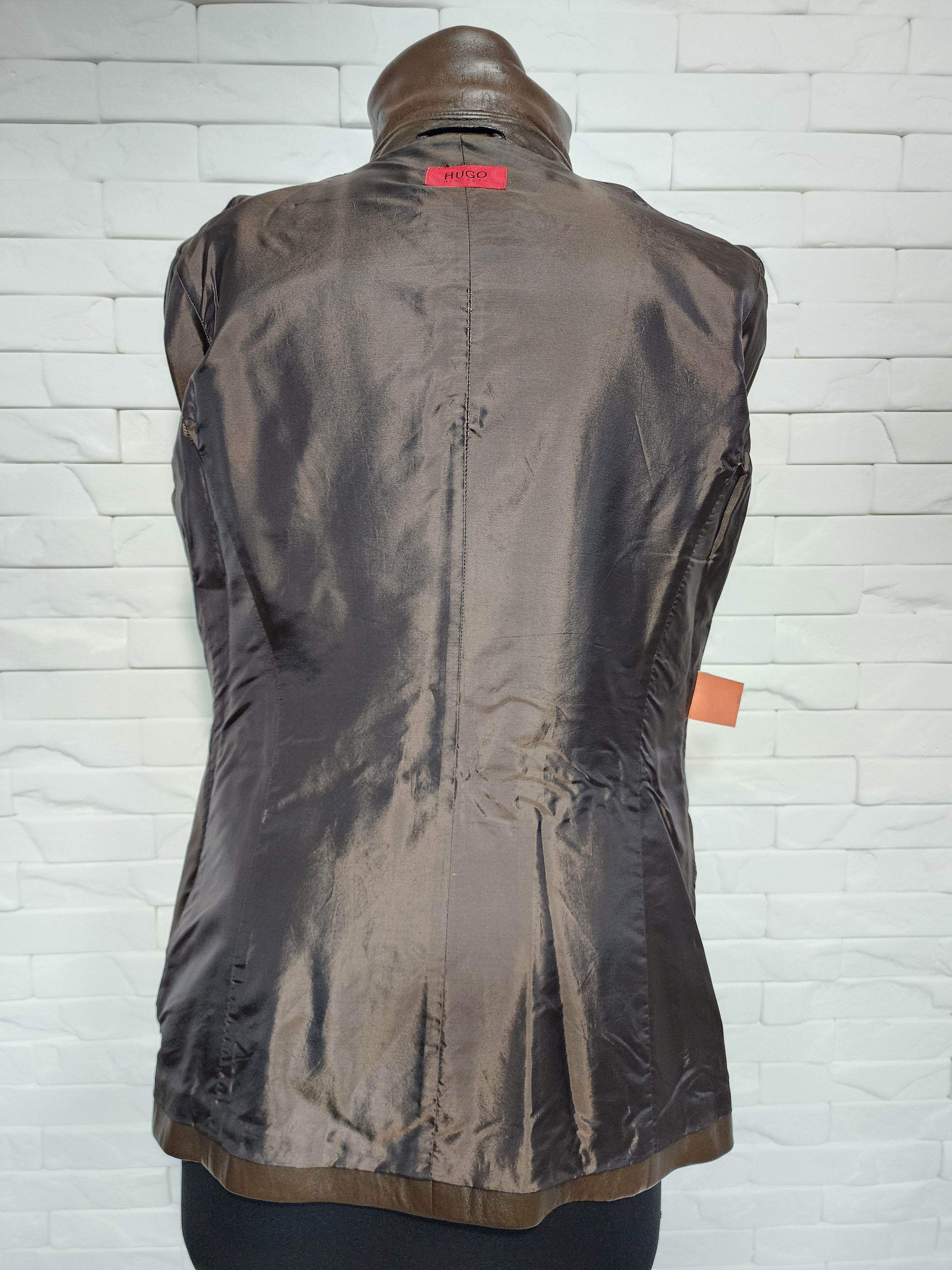 Hugo Boss Vintage Brown Leather Jacket: Women's Zip-Up Sportswear Size M / US 6-8 / IT 42-44 - 8 Thumbnail