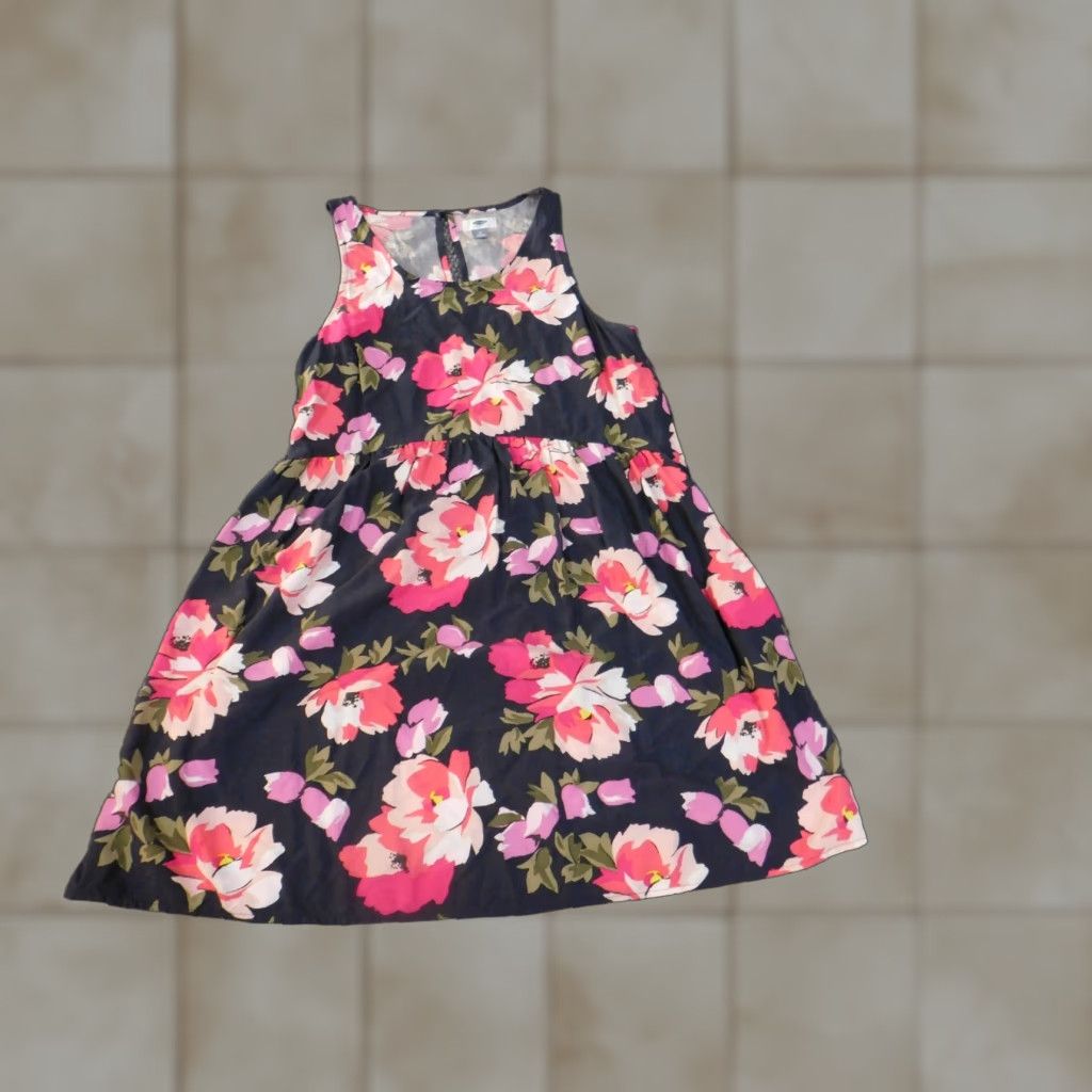Old Navy Old Navy Sundress Womens Medium Blue Floral Sleeveless Rayon Viscose Knee Length Lined Casual Size M / US 6-8 / IT 42-44 - 1 Thumbnail