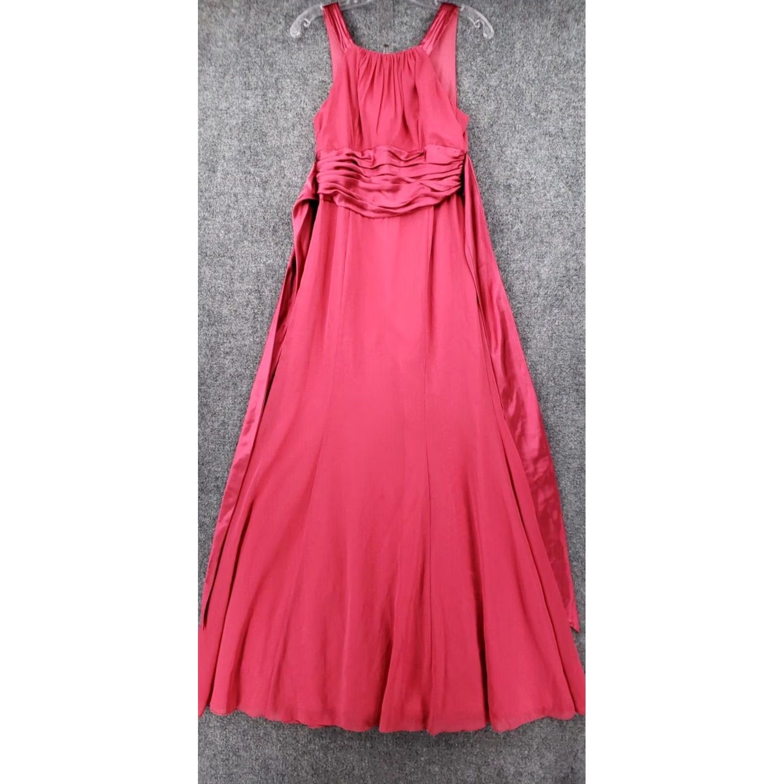 Vintage David'S Bridal Dress Womens 8 Pink Maxi Long Length Ruched Pleated Polyester Size M / US 6-8 / IT 42-44 - 2 Thumbnail