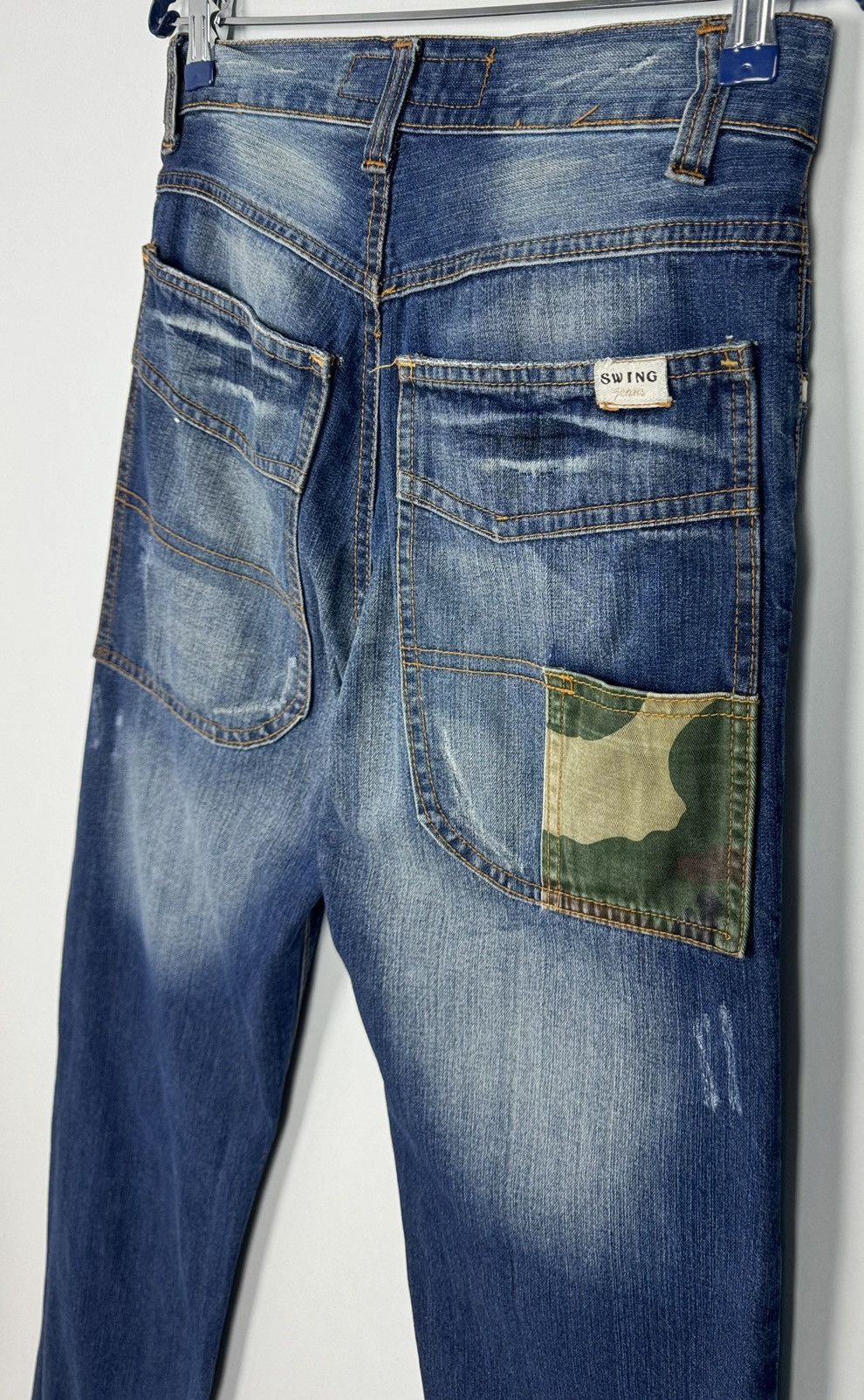 Vintage Japanese Style Camo Patched Distressed Denim Jeans Size US 29 - 13 Thumbnail
