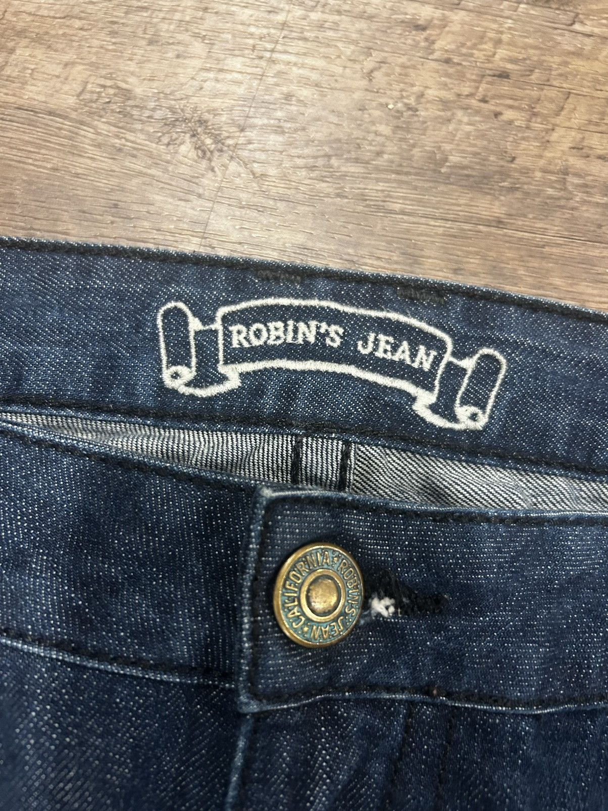 Robins Jeans 💥 Straight Blue Jeans with Custom Red Crystals 💥 Size US 38 / EU 54 - 6 Thumbnail