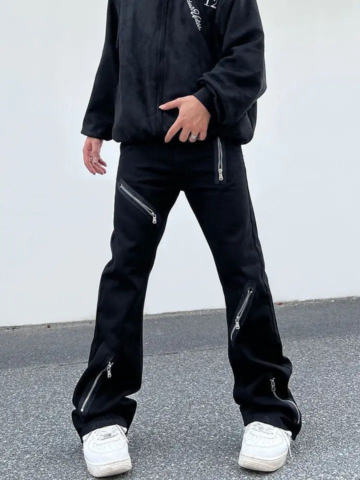 Retro street zipper design men jeans