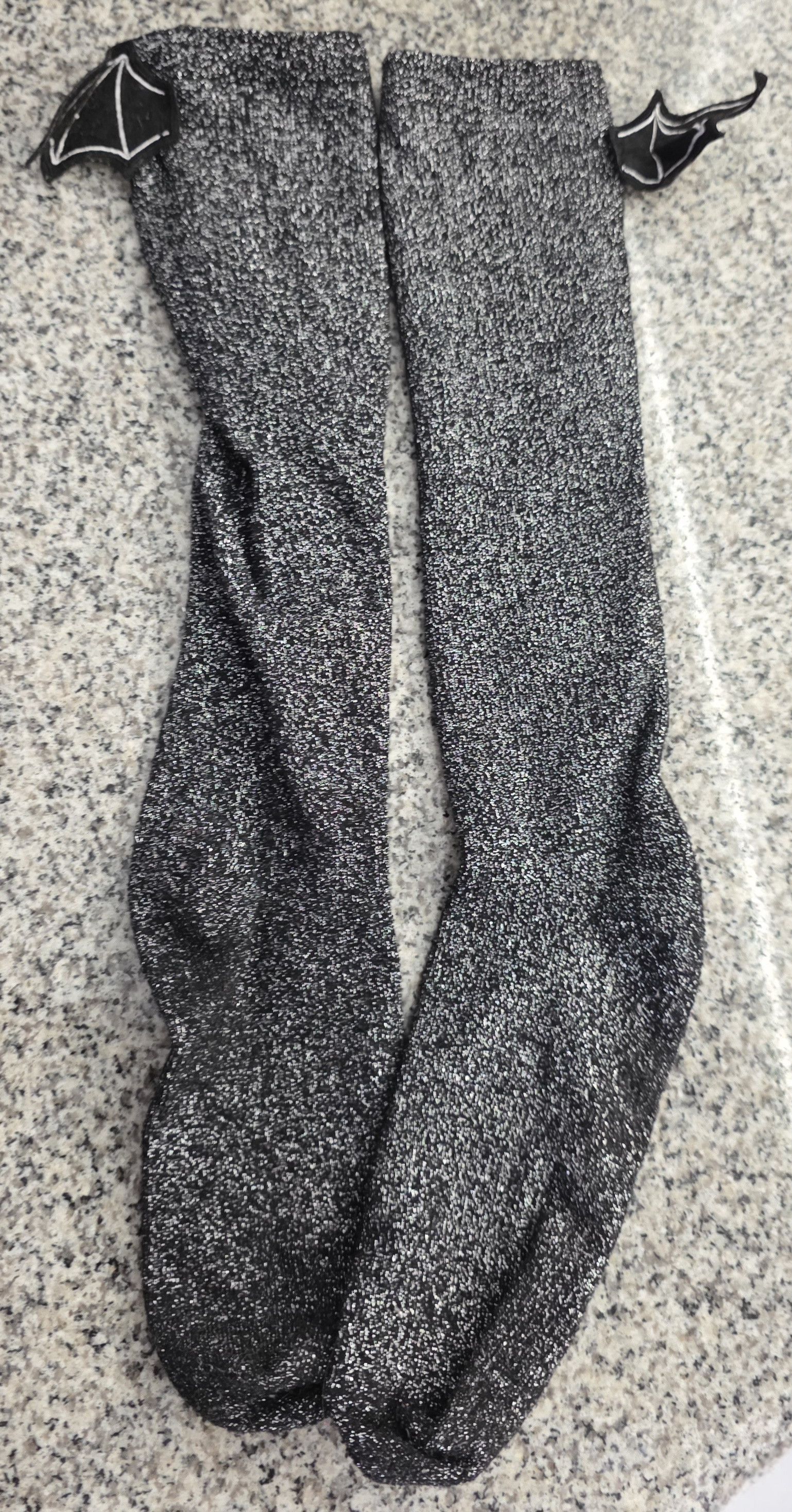 Other NWOT Black Glitter Bat Wing Devil Wing Socks Onesize Size ONE SIZE - 3 Thumbnail