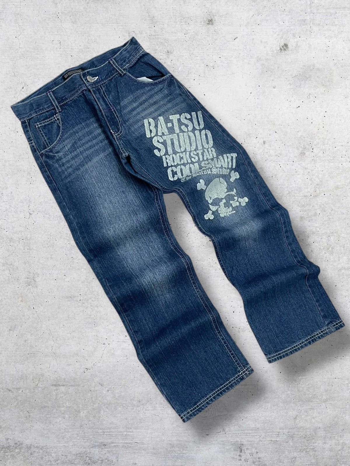 Hysteric Glamour VINTAGE BA-TSU JAPAN ICONIC STREETWEAR SKULL PRINTED DENIM Size US 27 - 2 Thumbnail