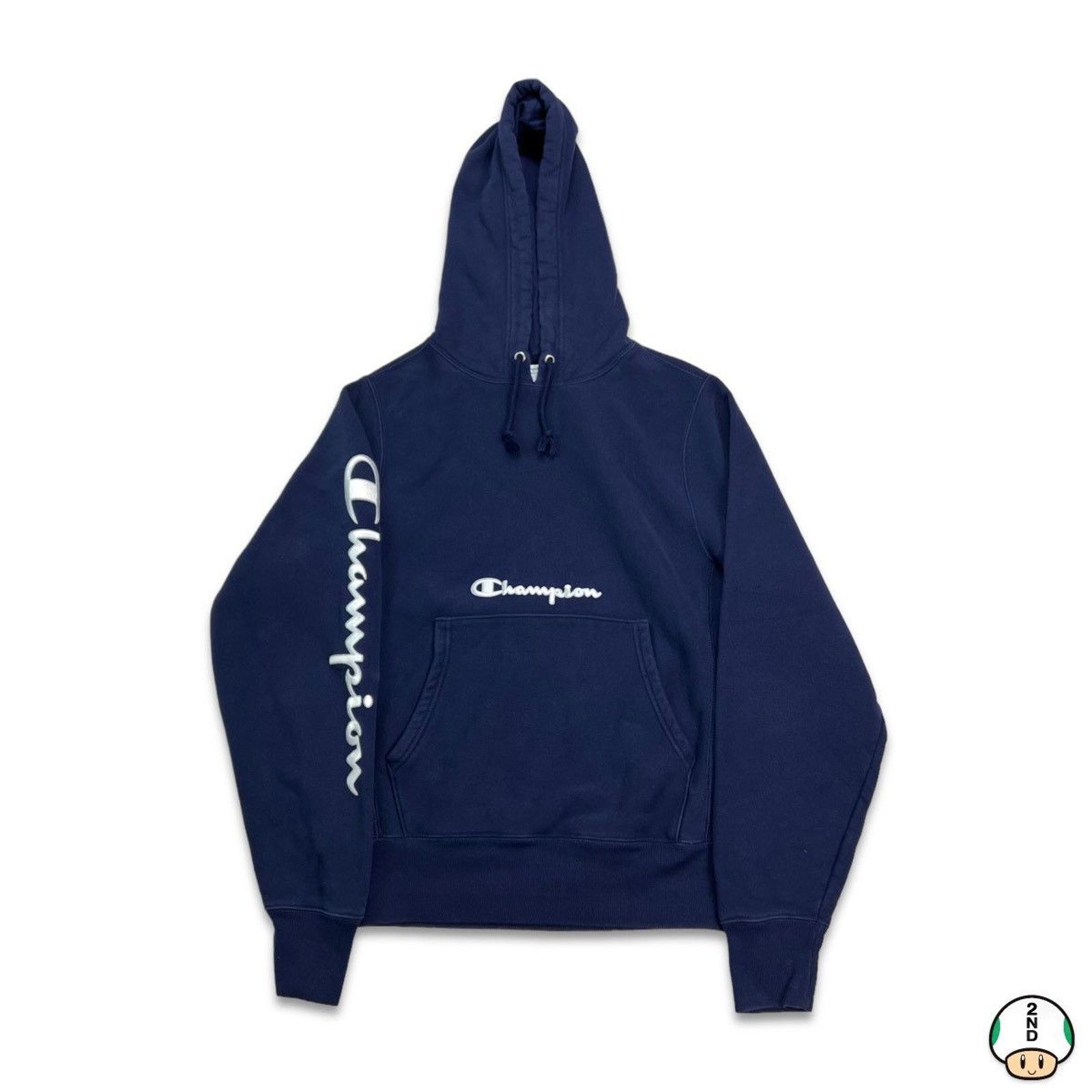Champion × Vintage Champion Hoodie Reverse Weave Script Pullover Sweatshirt Size US S / EU 44-46 / 1 - 1 Thumbnail