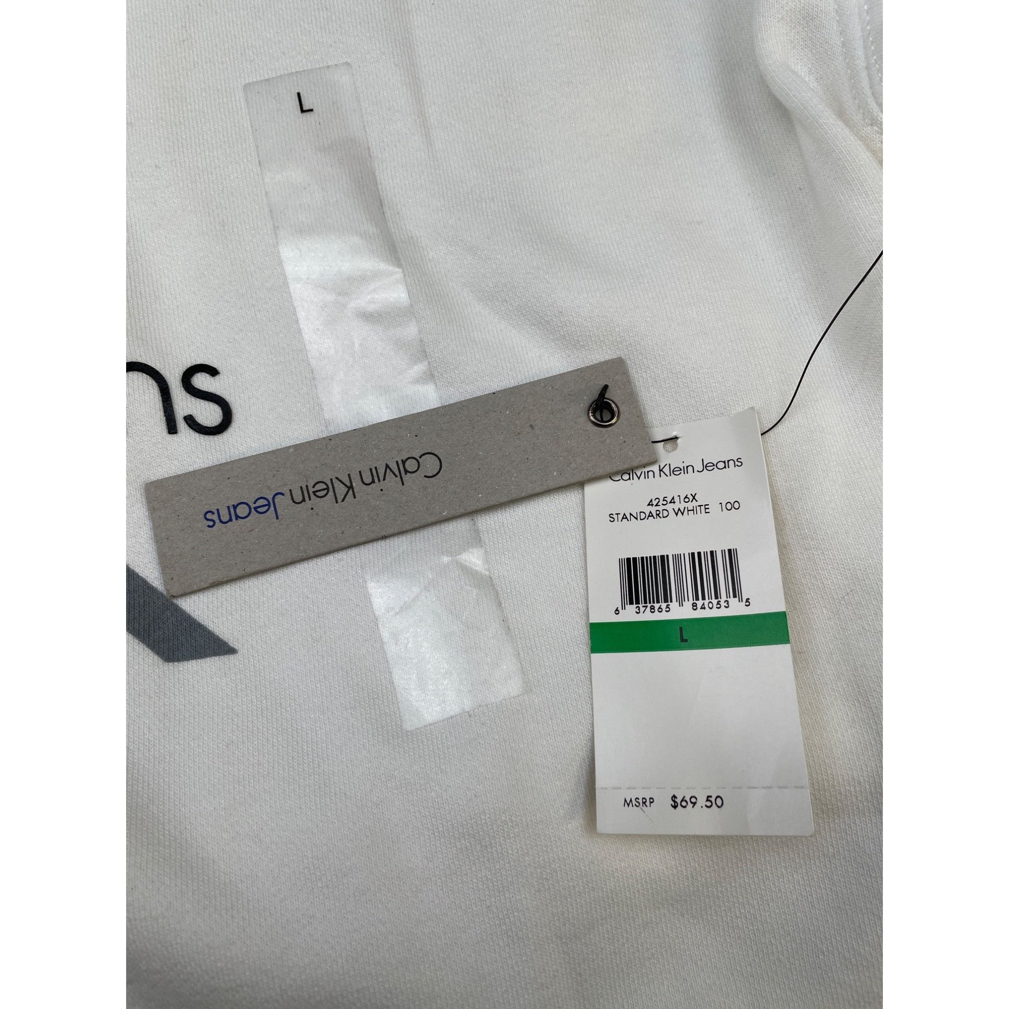 Calvin Klein Calvin Klein Women's White Hooded Sweatshirt Straght Cut Siz Size L / US 10 / IT 46 - 6 Thumbnail