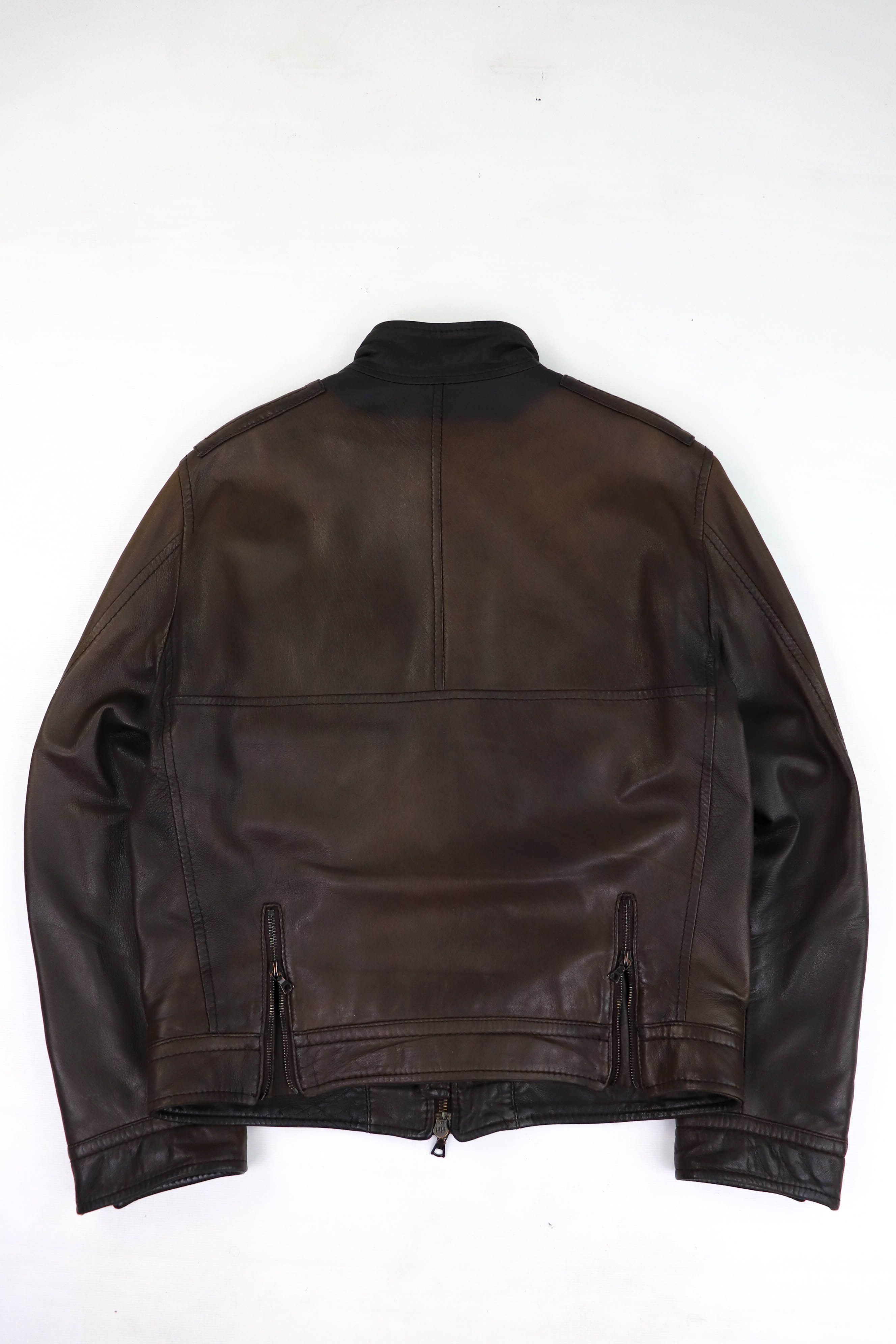 Cortigiani CORTIGIANI Faded Dark Brown RiRi Zippers Leather Jacket Size US M / EU 48-50 / 2 - 2 Thumbnail