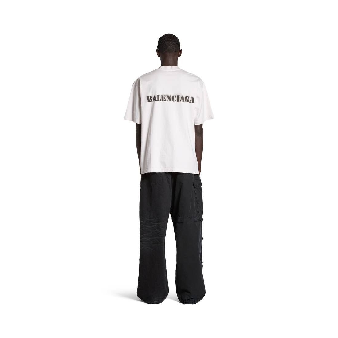 Balenciaga o1w1db10525 Stencil Type T-Shirt Medium Fit Off White/Black Size US S / EU 44-46 / 1 - 4 Thumbnail