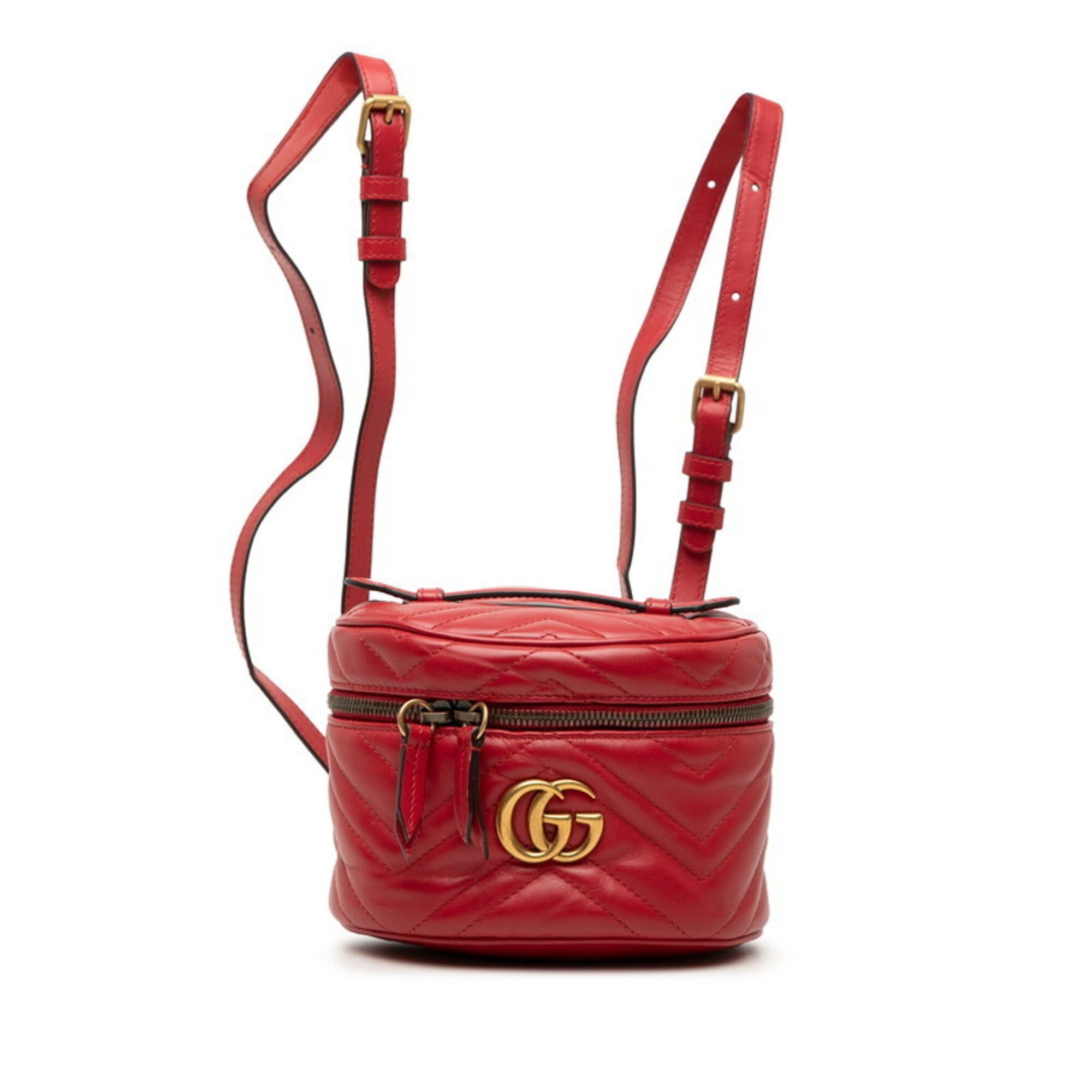 Gucci Gucci GG Marmont Quilted Backpack Vanity 2-Way 598594 Red Leather Women's GUCCI Size ONE SIZE - 1 Thumbnail
