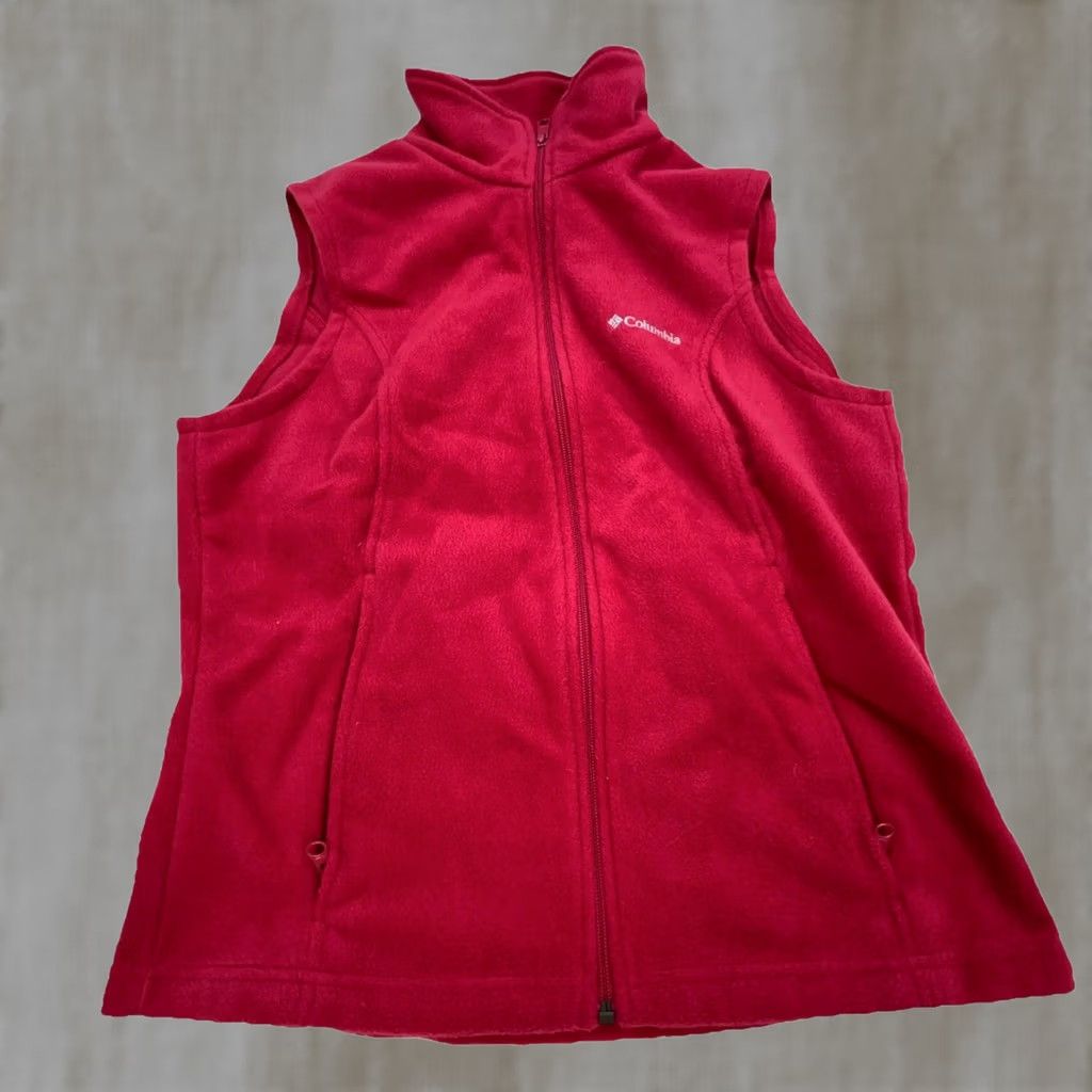 Layer 8 Columbia Vest Women Petite Pink Fleece Full Zip Jacket Layer Sleeveless Short VINTAGE? (but not vintage) Size M / US 6-8 / IT 42-44 - 1 Thumbnail