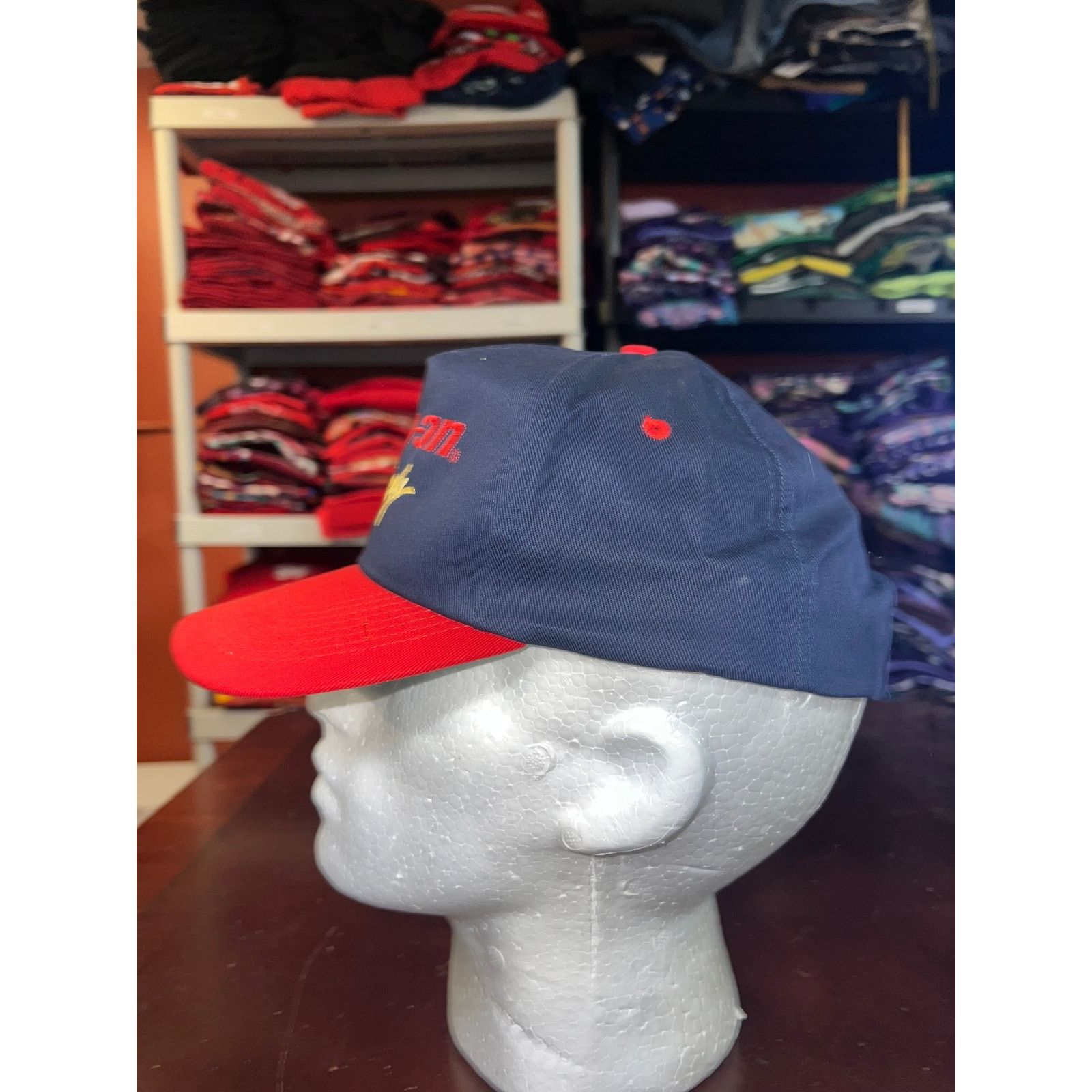 Vintage Vintage Snap On Hat Racing Blue Race Snapback Cap Headwear Size ONE SIZE - 3 Thumbnail