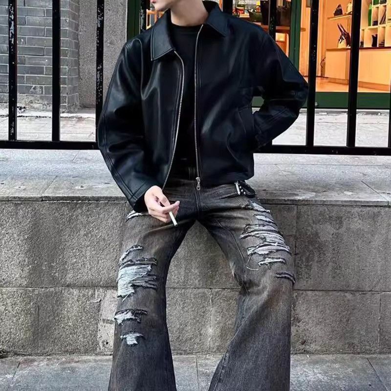 Japanese Brand Zip-up Turn-down Collar PU Leather Coat Size US XL / EU 56 / 4 - 5 Thumbnail