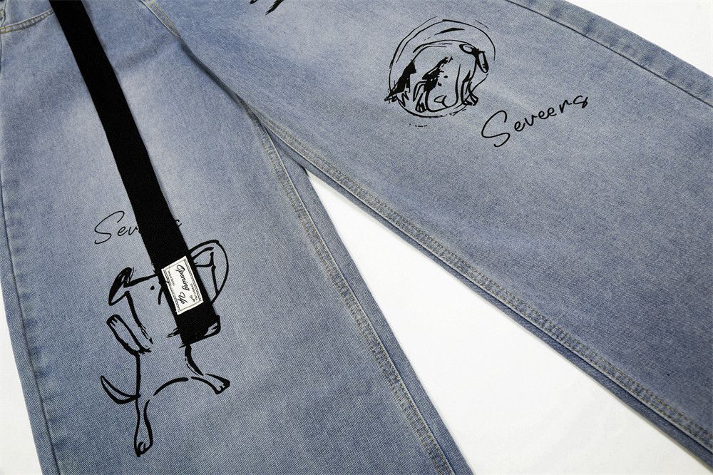 Jean Men's loose-fitting cartoon print machete jeans Size US 32 / EU 48 - 5 Thumbnail