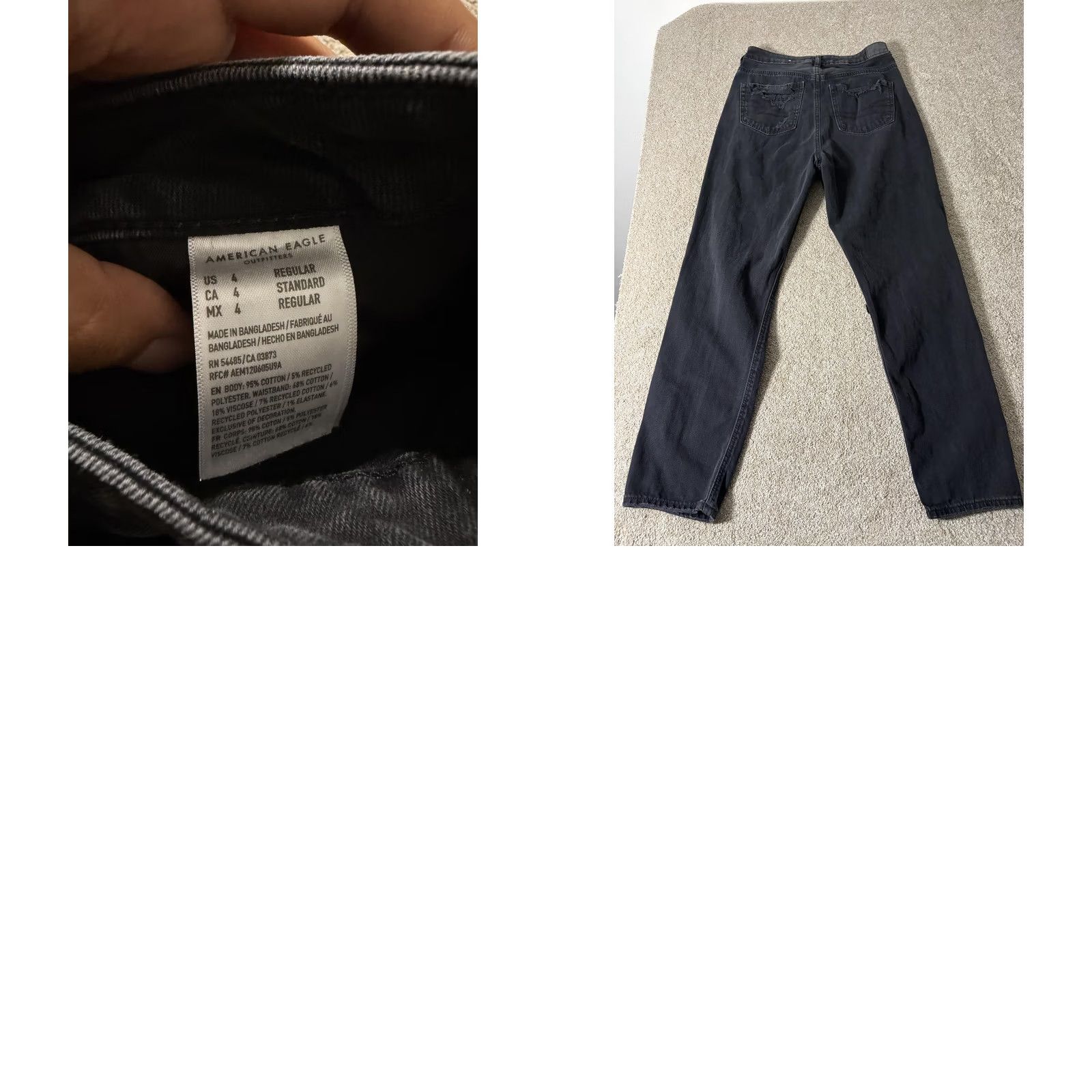 American Eagle Outfitters American Eagle Jeans Womens 4 Black Charcoal Distressed Denim Straight 26x27 Size 27" / US 4 / IT 40 - 8 Thumbnail